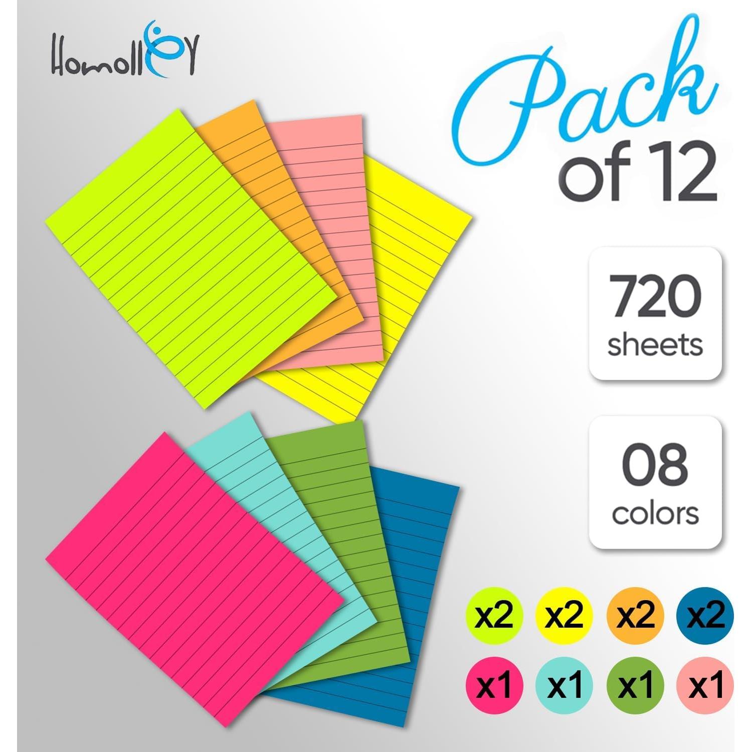Paquete de 12 Notas Adhesivas Rayadas Homolley 10x15 cm