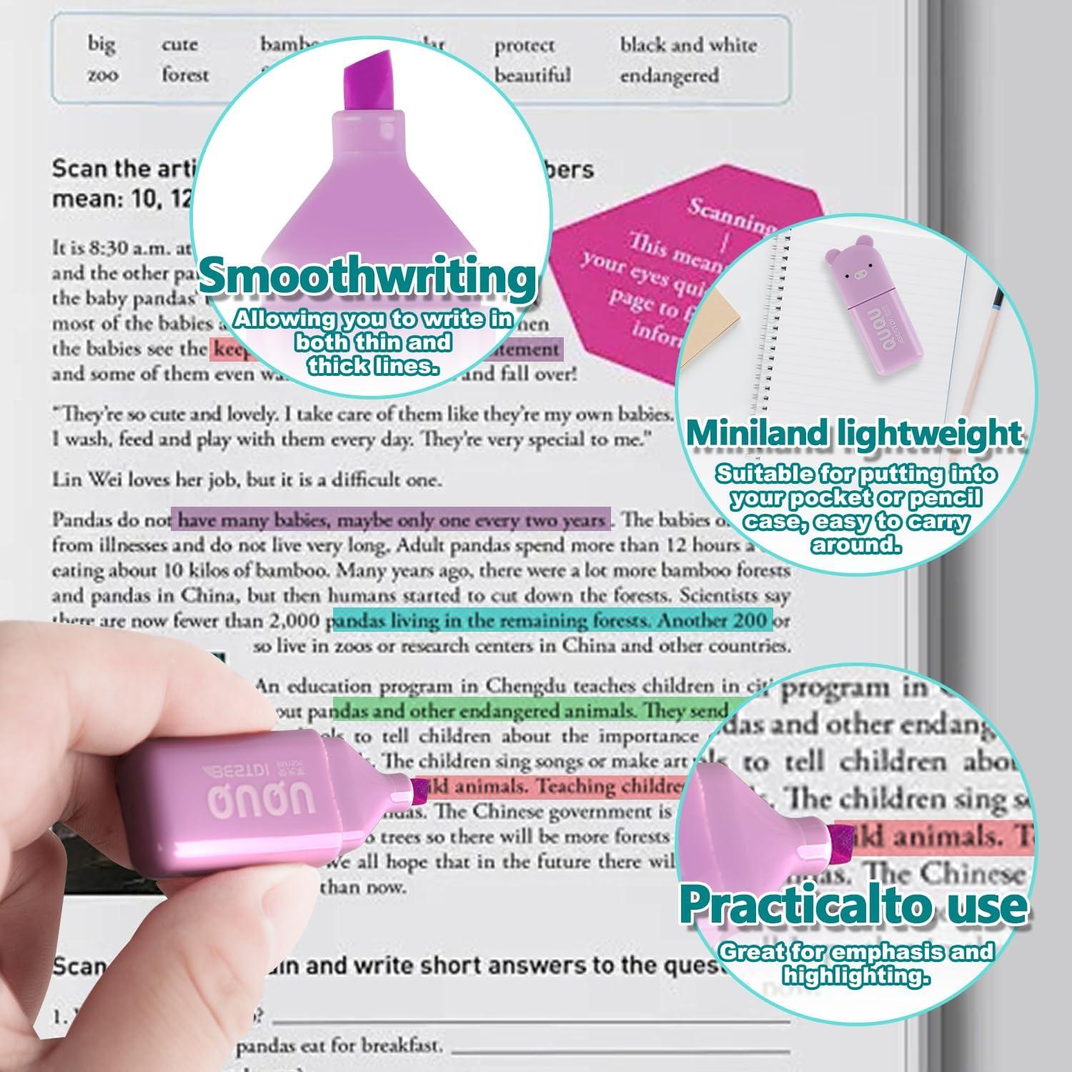 Paquete de 18 Marcadores Resaltadores Hidaily Oso Kawaii