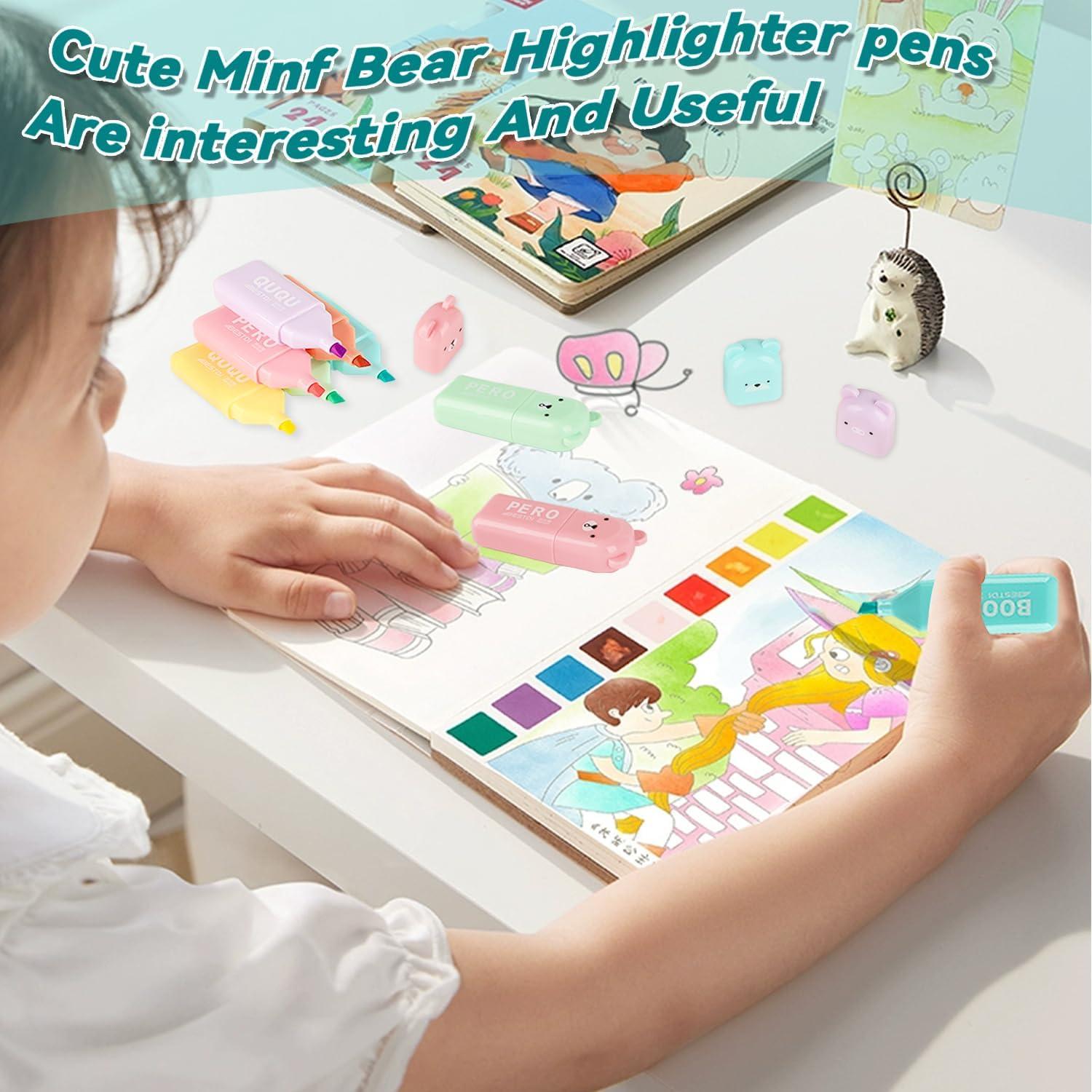 Paquete de 18 Marcadores Resaltadores Hidaily Oso Kawaii