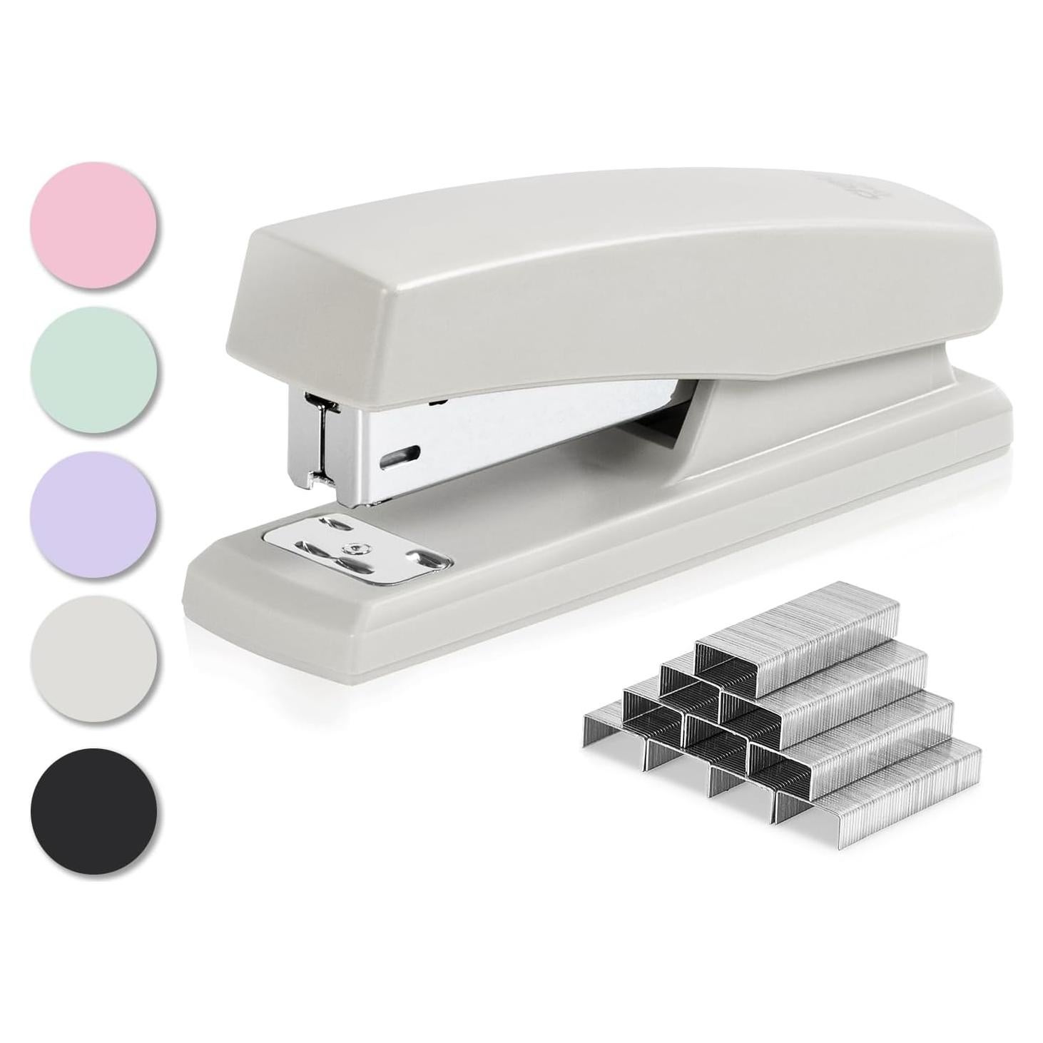 Grapadora Deli Blanca de Oficina, Capacidad 25 Hojas, 640 Grapas