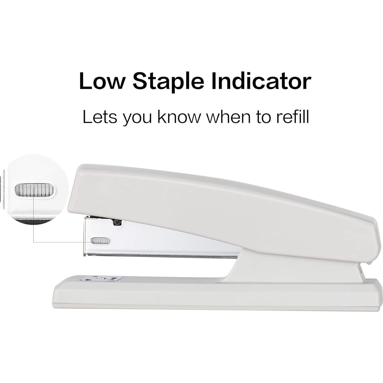 Grapadora Deli Blanca de Oficina, Capacidad 25 Hojas, 640 Grapas