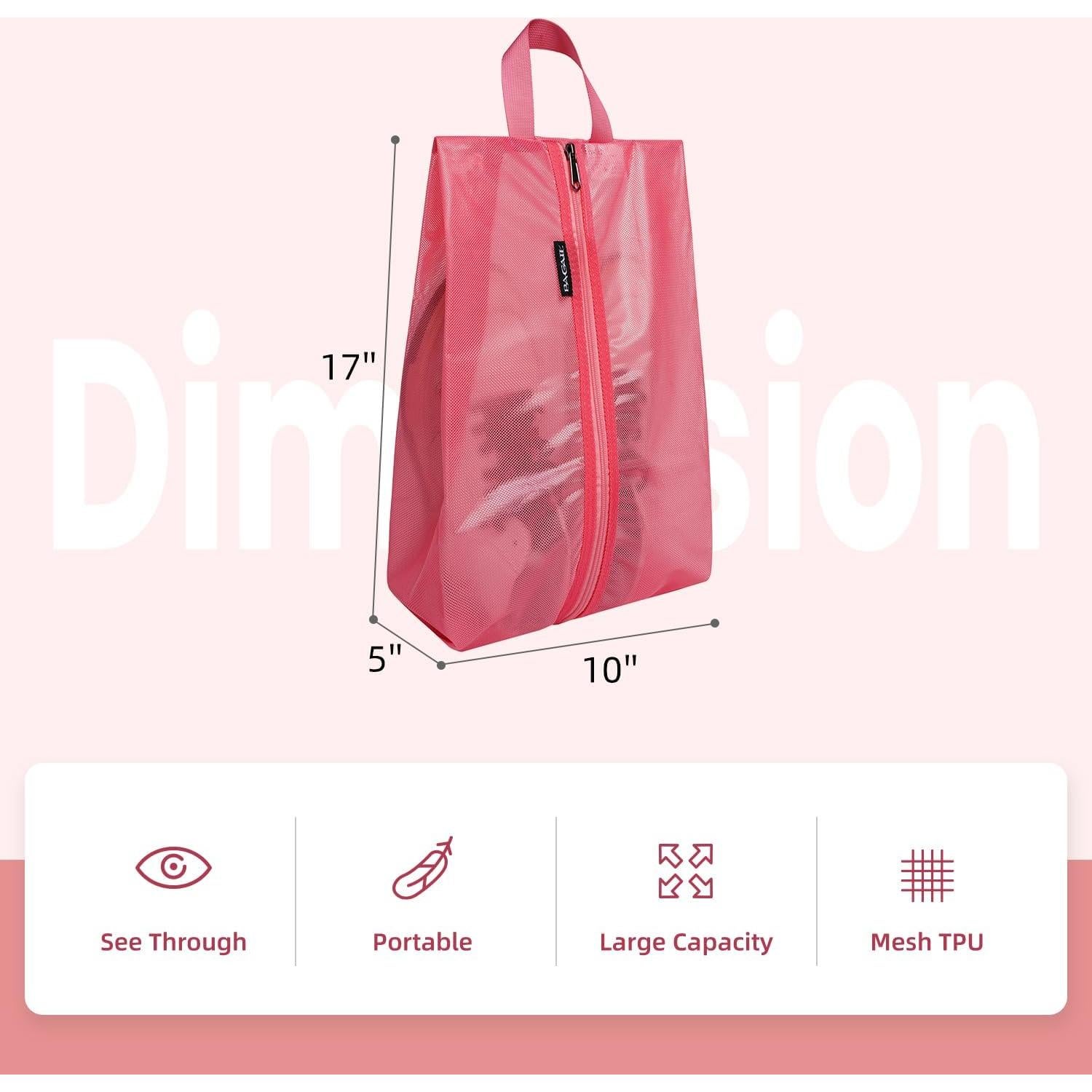 Bolsas de Zapatos Bagail para Viaje 43x25x13cm Coral 2pcs