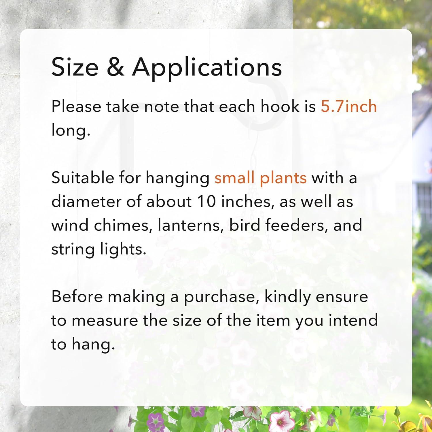 Soportes de Plantas de Hierro Saffruff - 2 Ganchos Colgantes 14.48 cm