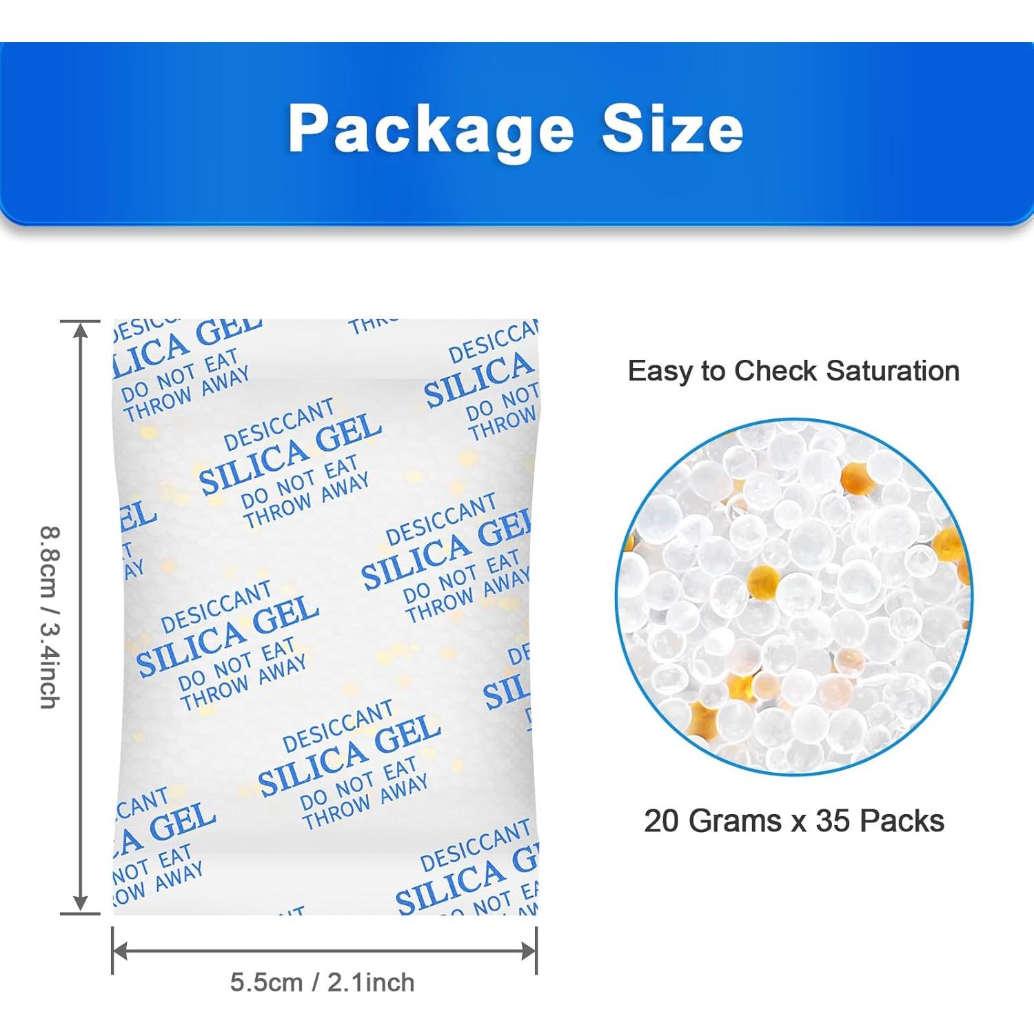 Paquetes de Gel de Sílice 20g - 35 Unidades Deshidratantes Grado Alimenticio