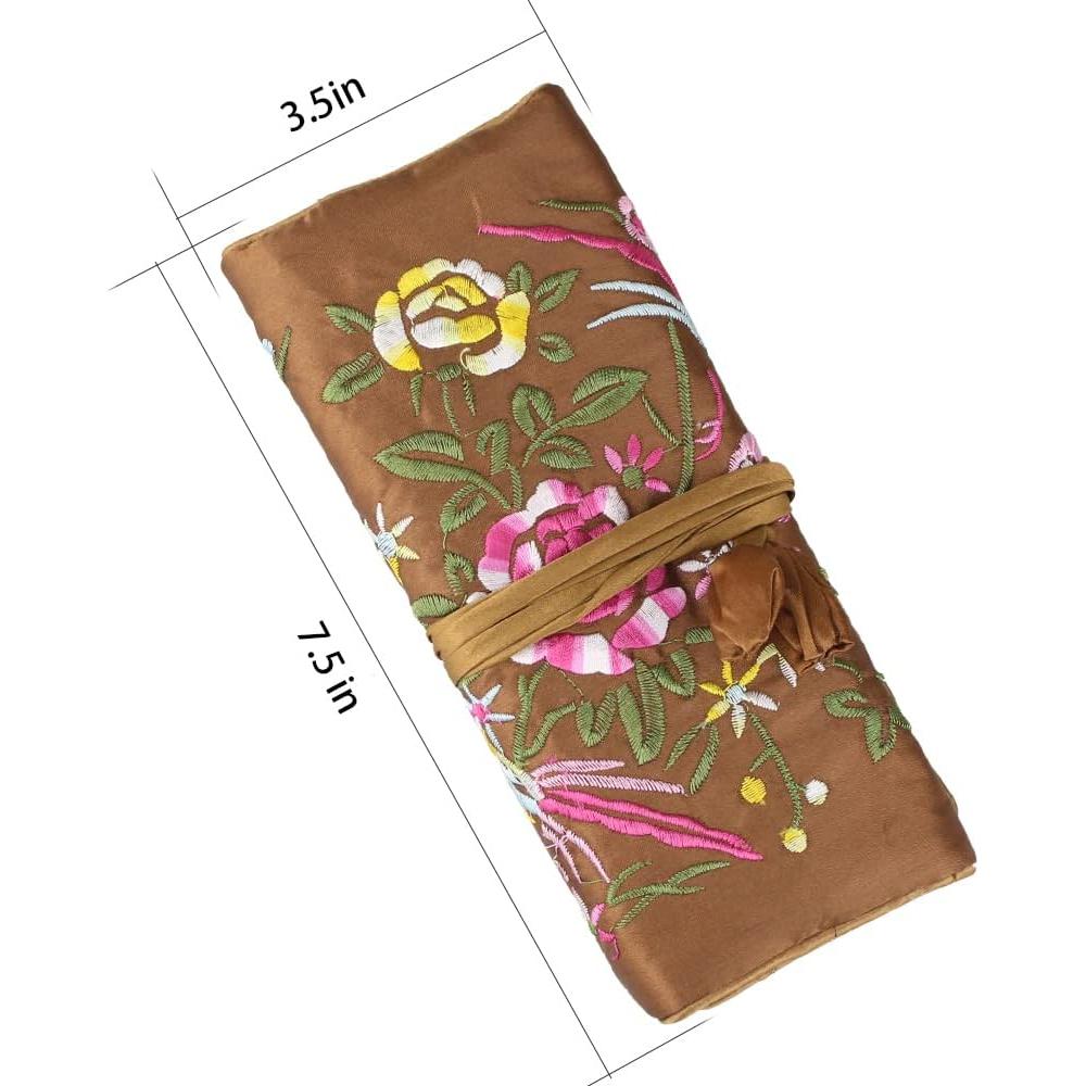 Organizador de Joyería de Seda Marrón Lidwot - Bolsa Plegable