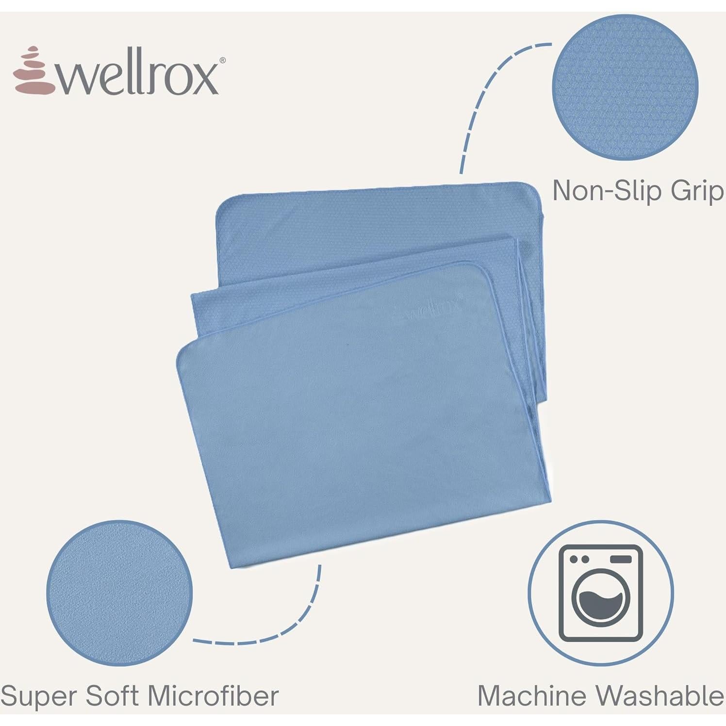 Toalla de Yoga Antideslizante Wellrox 187x66 cm Azul Microfibra