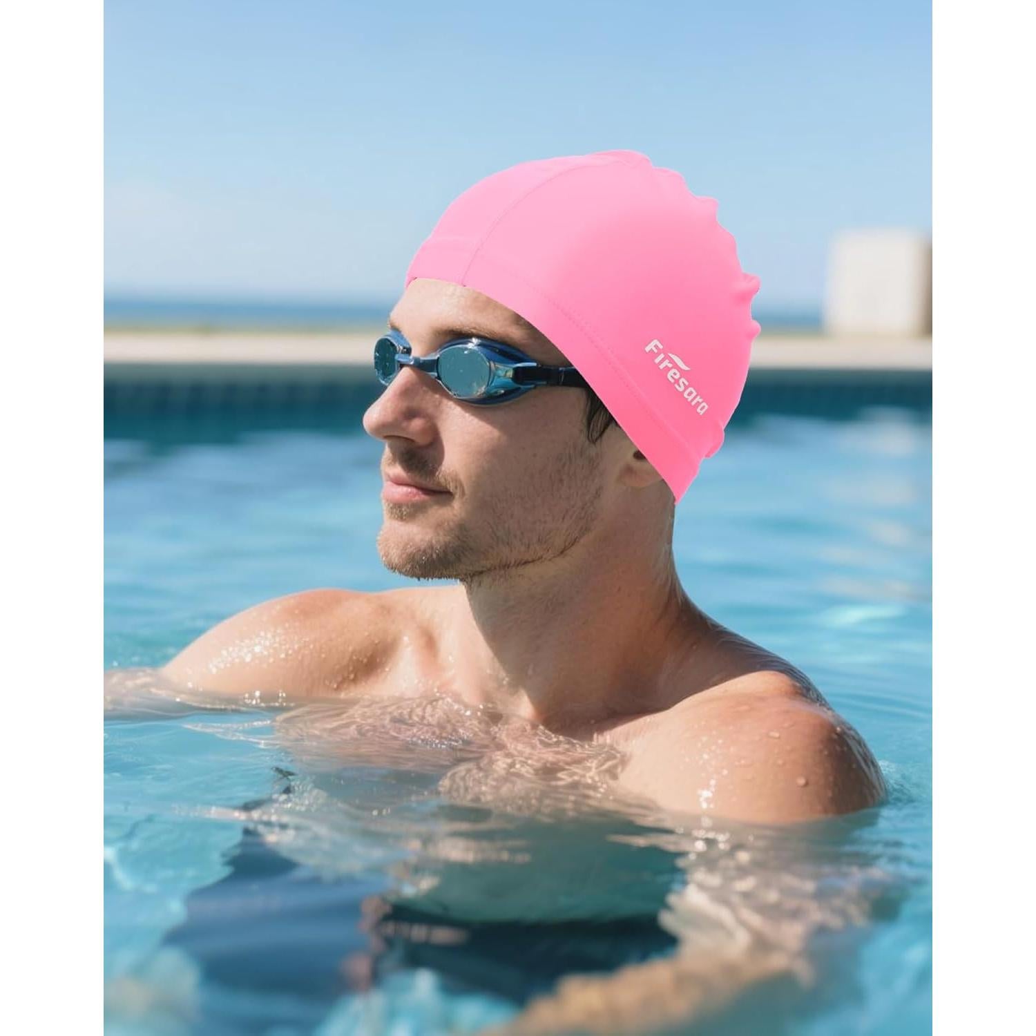 Gorro de Natación Firesara Rosa Alta Elasticidad Unisex