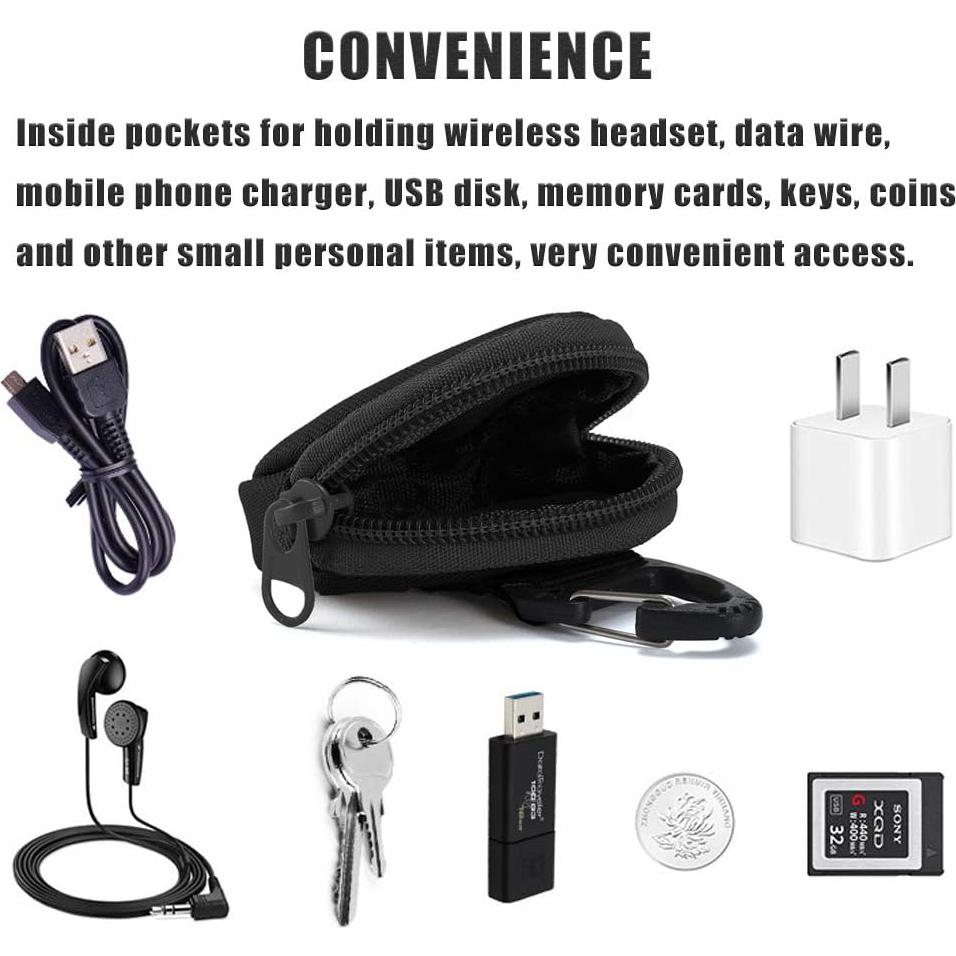 Monedero Táctico Pequeño 900D Nylon con Llavero - 2PCS Negro