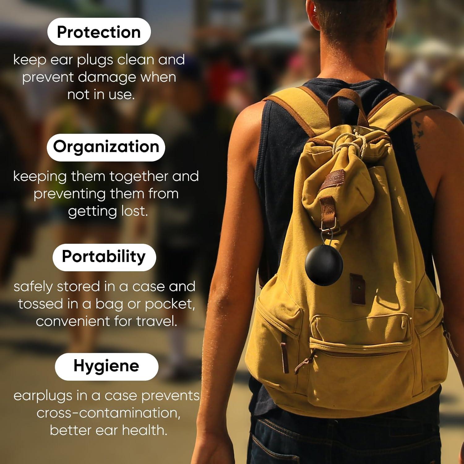 Estuche organizador portátil Yawsoy para tapones de oídos - Negro