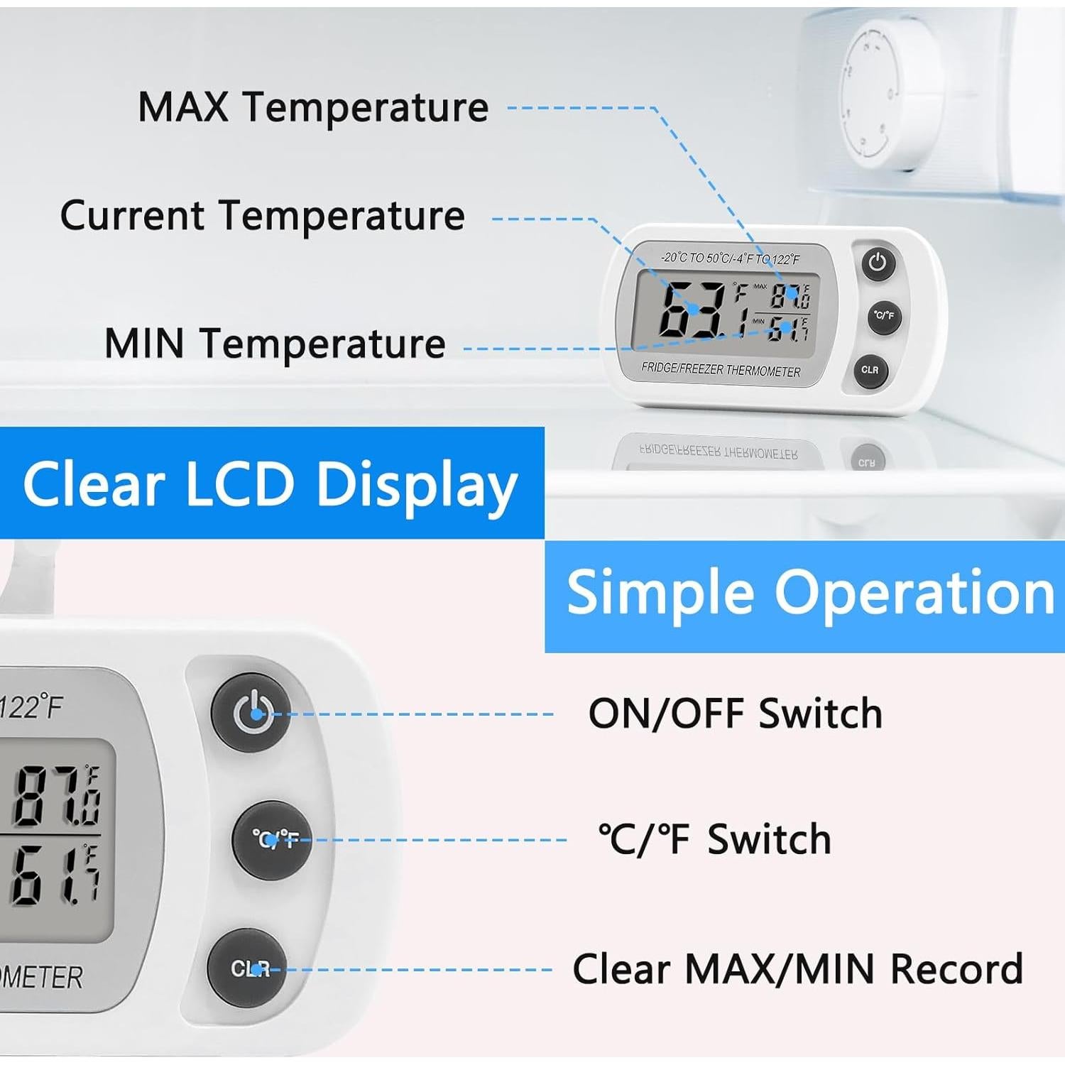 Termómetro Digital Impermeable Lasubst para Refrigerador - 2 Unidades
