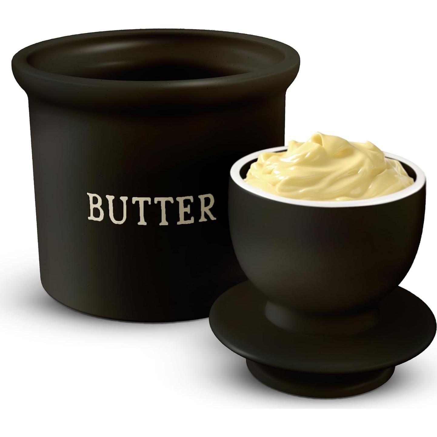 Conservador de Mantequilla KooK Cerámico Negro Mate 350g