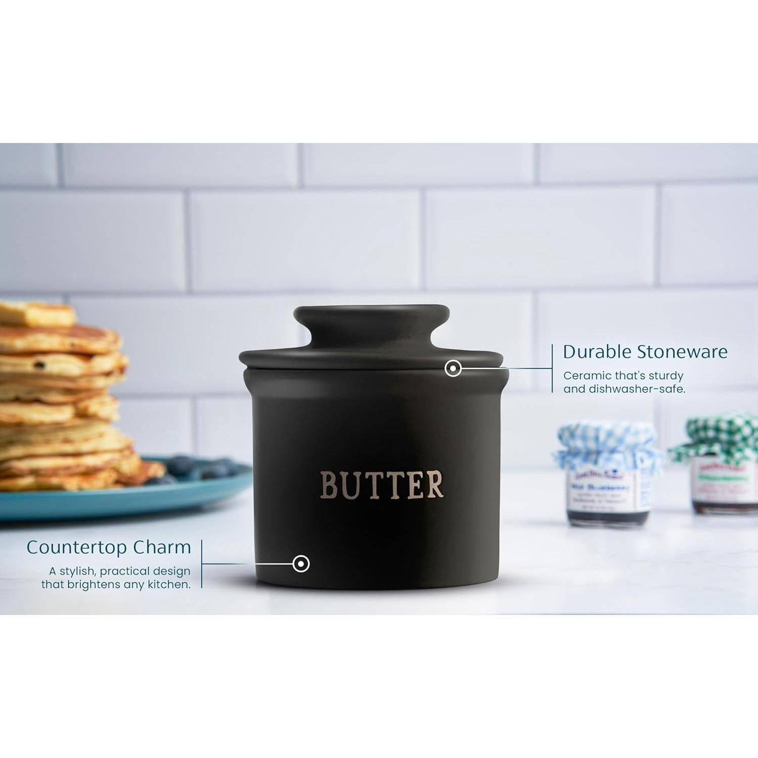 Conservador de Mantequilla KooK Cerámico Negro Mate 350g