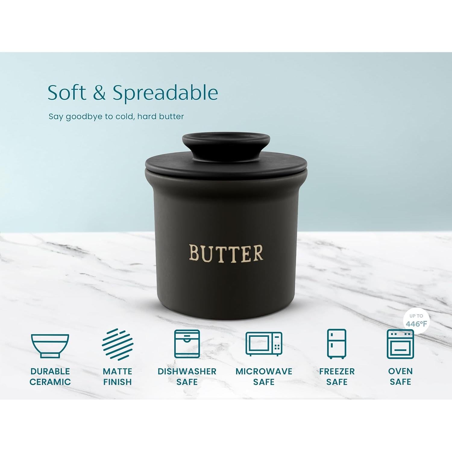 Conservador de Mantequilla KooK Cerámico Negro Mate 350g