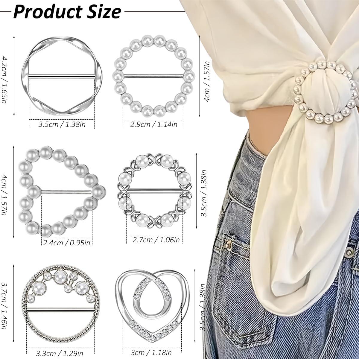 Anillos de Bufanda para Mujeres ADULLPONY 12PCS con Perlas y Rhinestones