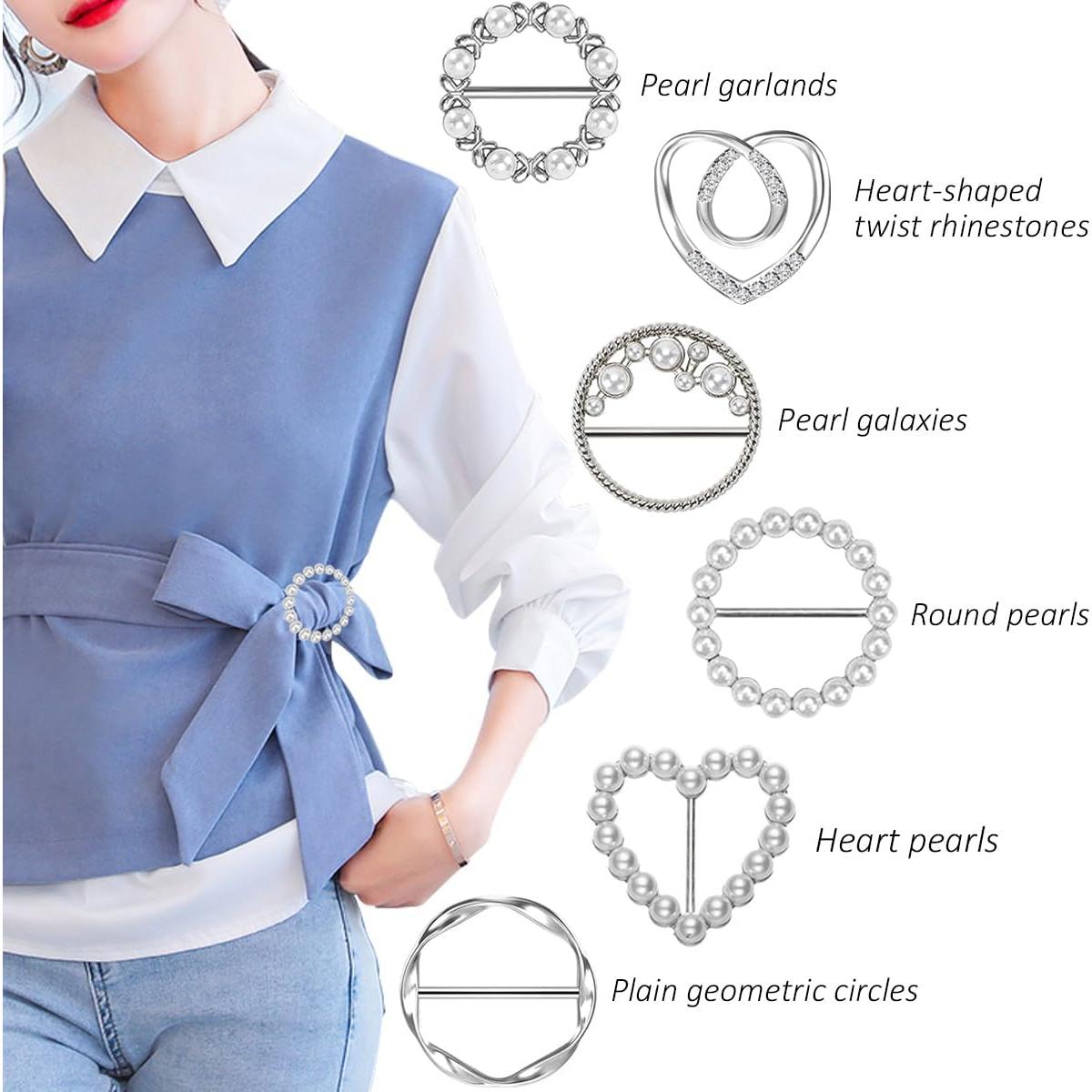 Anillos de Bufanda para Mujeres ADULLPONY 12PCS con Perlas y Rhinestones