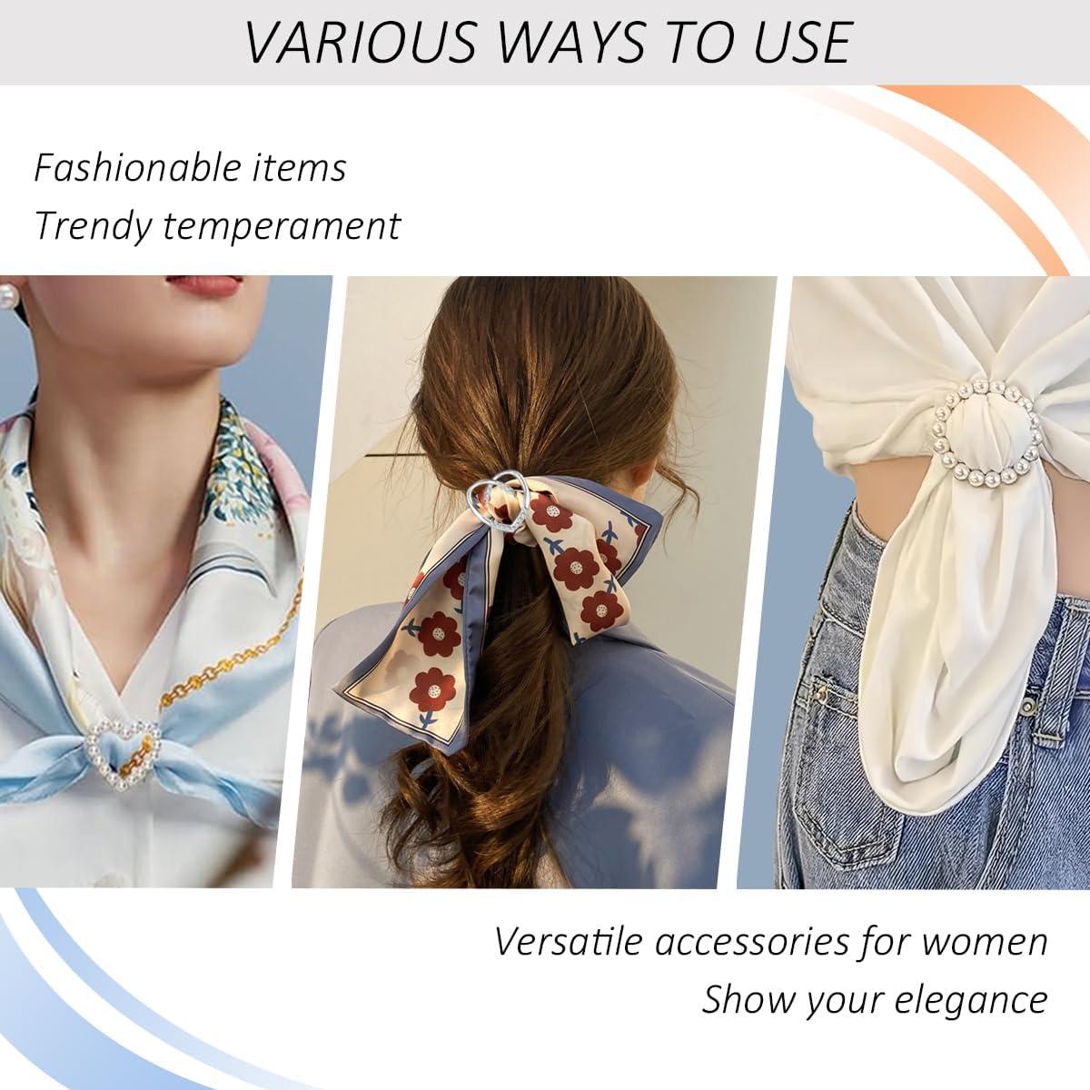 Anillos de Bufanda para Mujeres ADULLPONY 12PCS con Perlas y Rhinestones