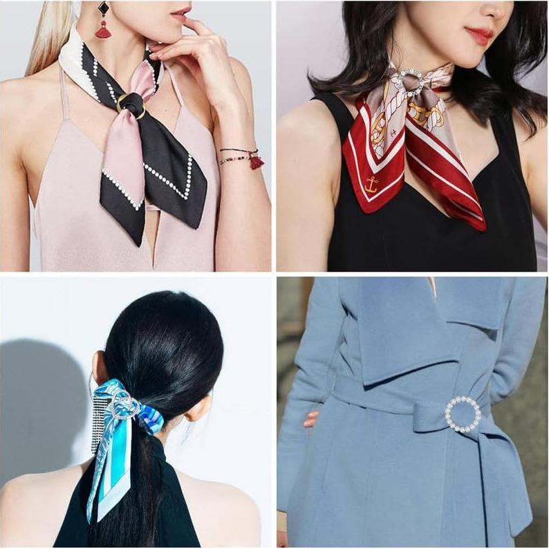 Anillos de Bufanda para Mujeres ADULLPONY 12PCS con Perlas y Rhinestones