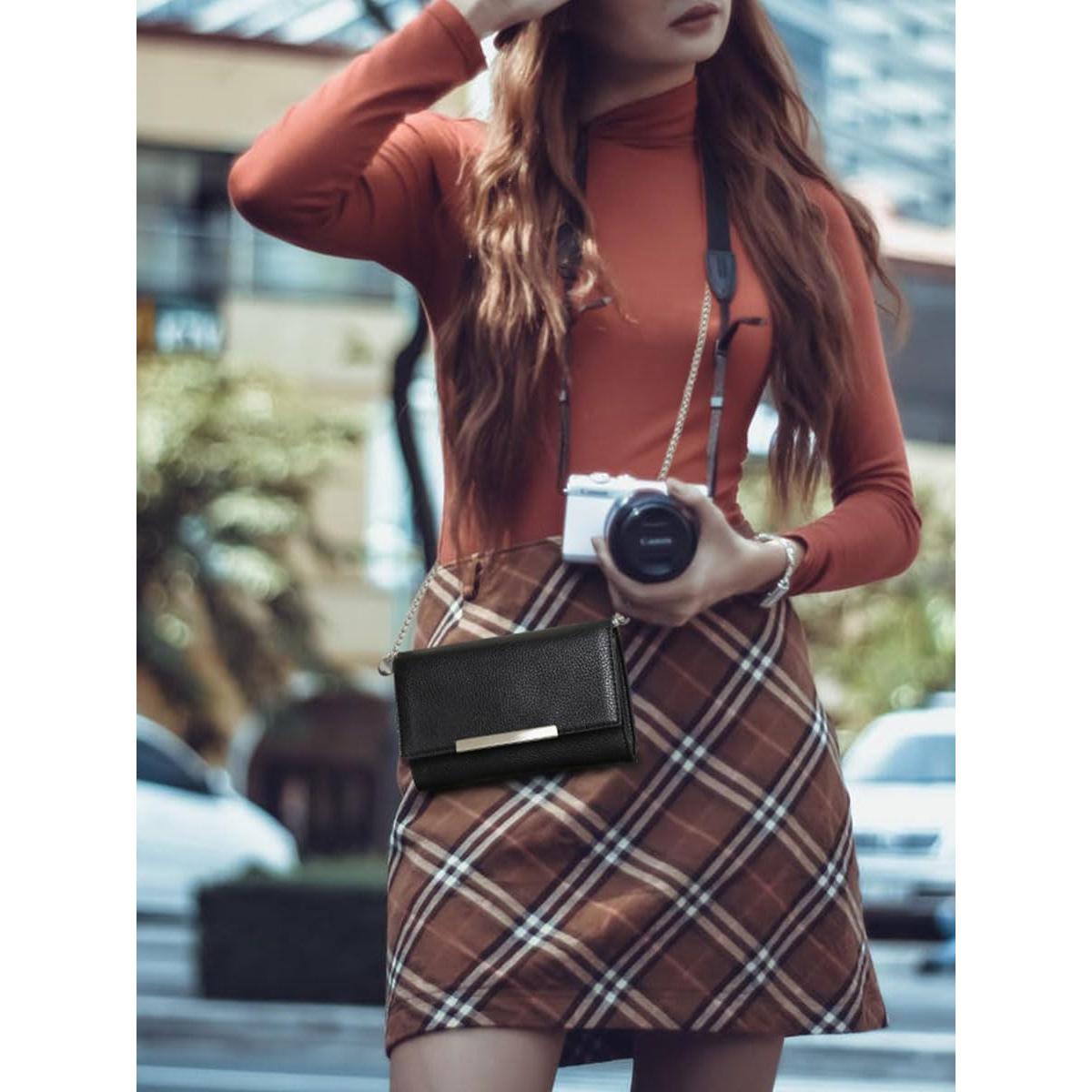 Bolso de Mano para Mujeres AFKOMST Negro 20x12.7cm