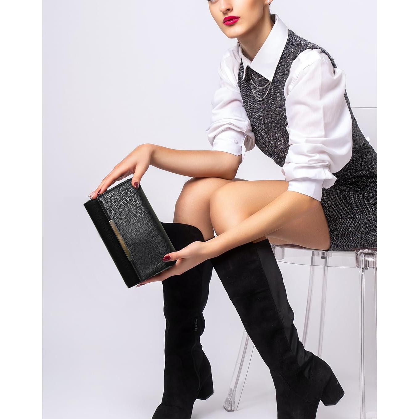 Bolso de Mano para Mujeres AFKOMST Negro 20x12.7cm