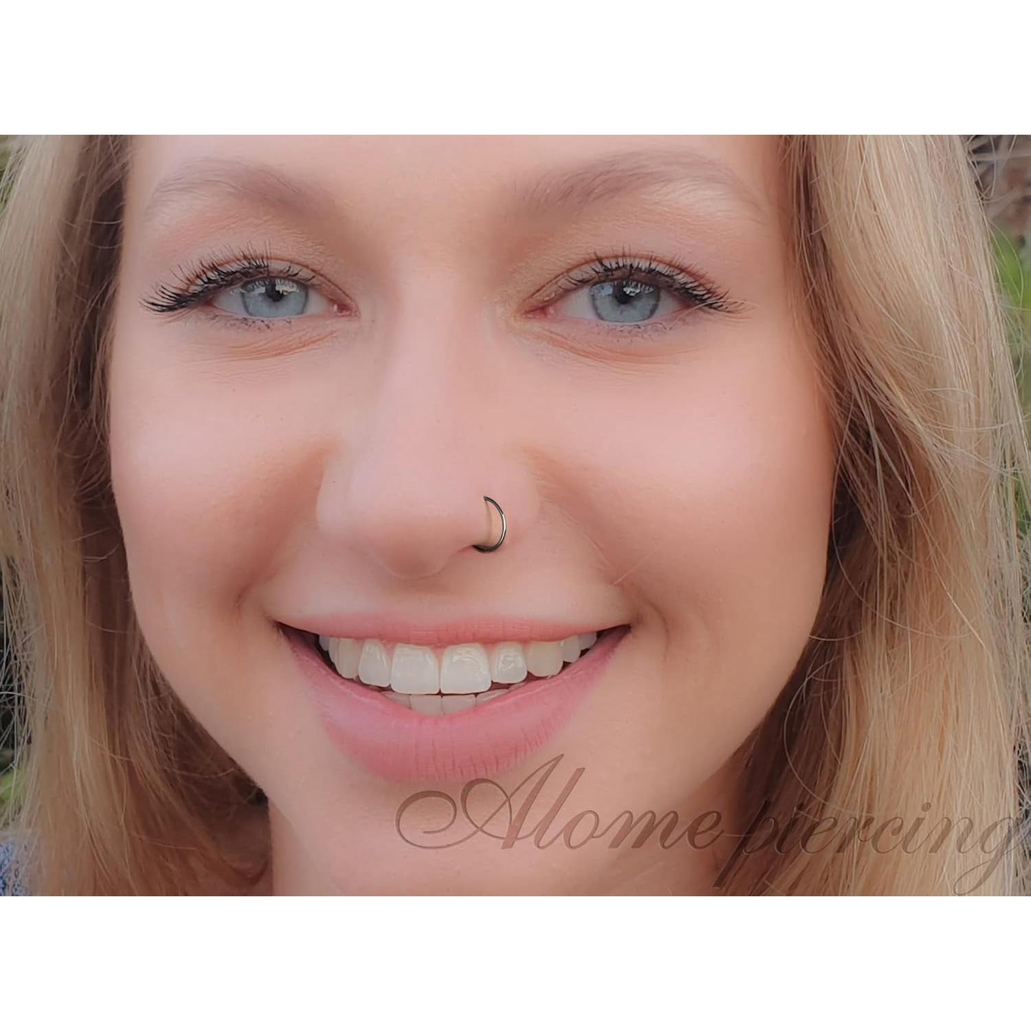 Aro de Nariz Negro 925 Alome - 7mm 24 gauge Plata Esterlina