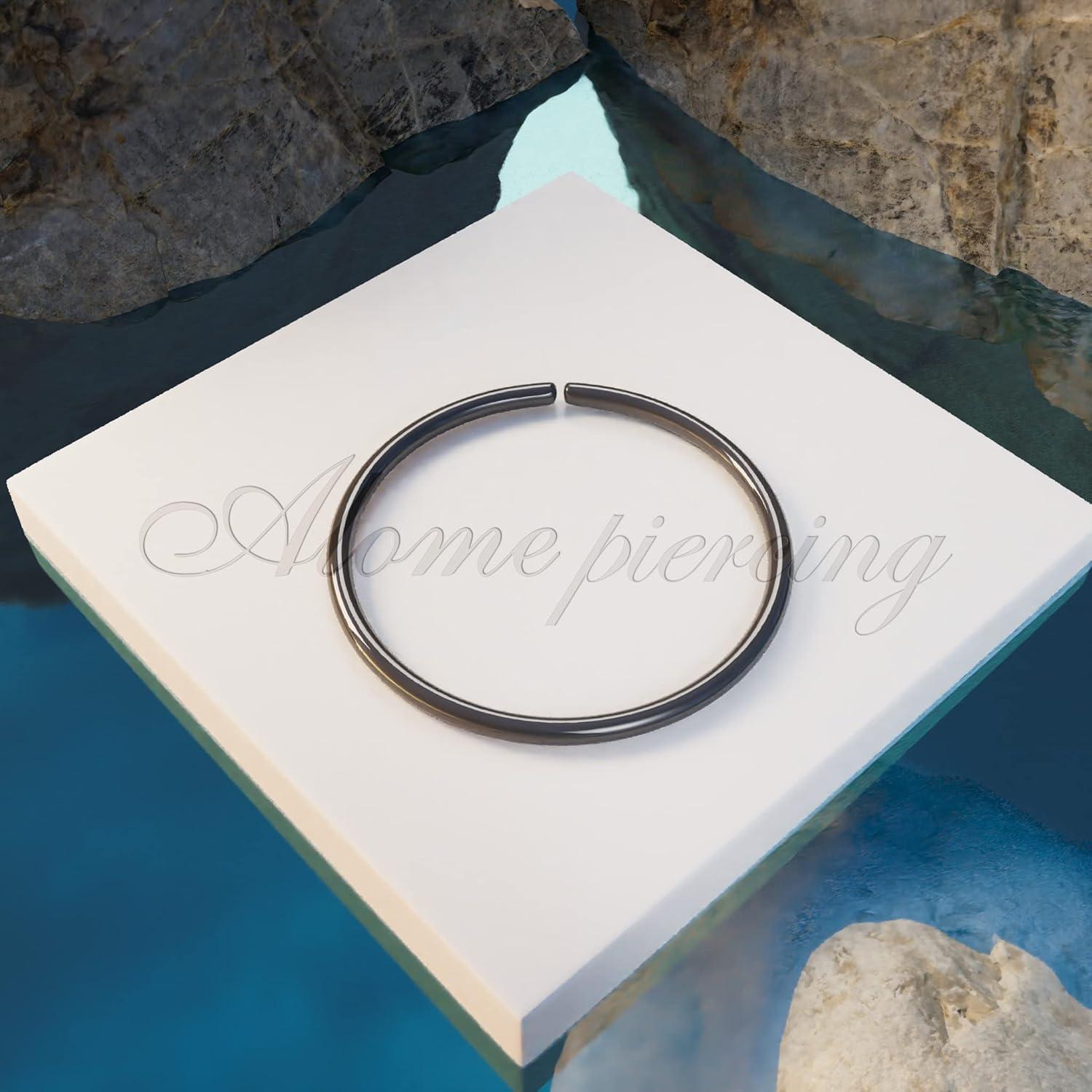 Aro de Nariz Negro 925 Alome - 7mm 24 gauge Plata Esterlina