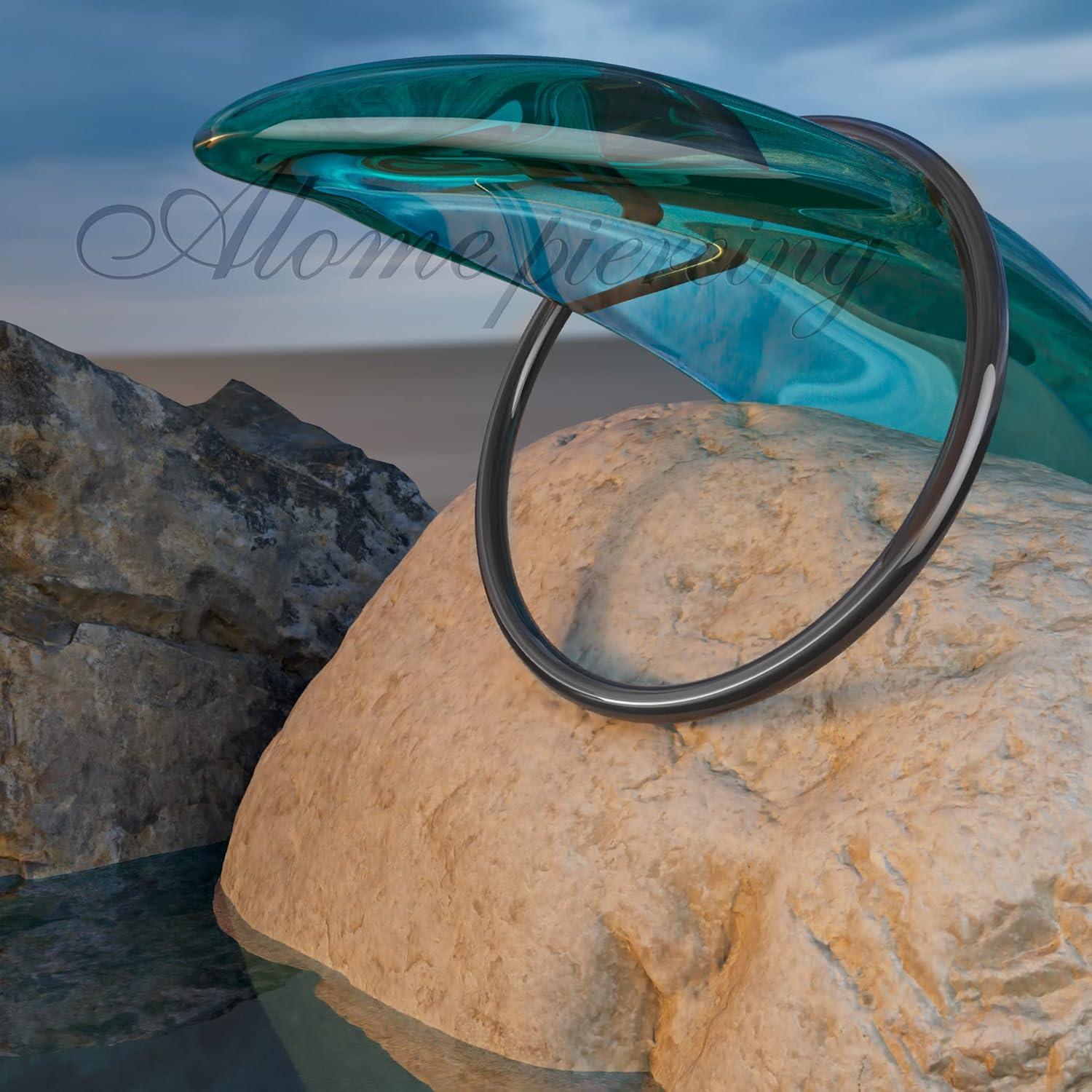 Aro de Nariz Negro 925 Alome - 7mm 24 gauge Plata Esterlina