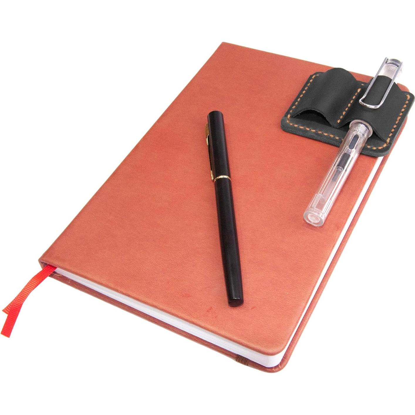 Clip de Cuero Hecho a Mano para Bolígrafos Doble Negro