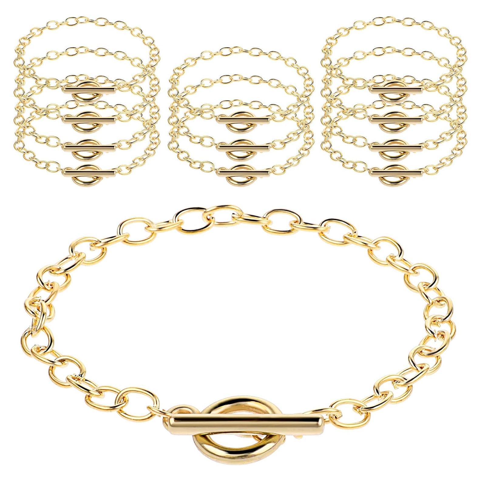 12 Pulseras de Cadena Prasacco para Joyería en Oro - DIY