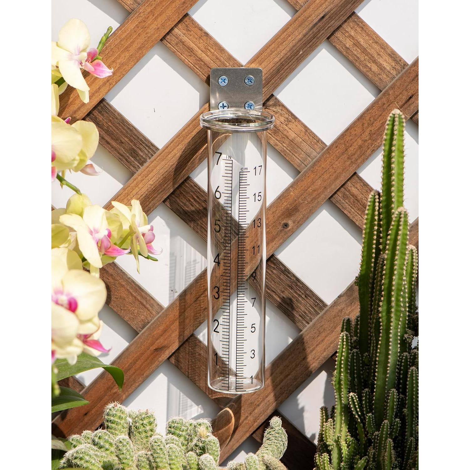 Medidor de lluvia Mateda 17.78 cm con soporte acero inoxidable