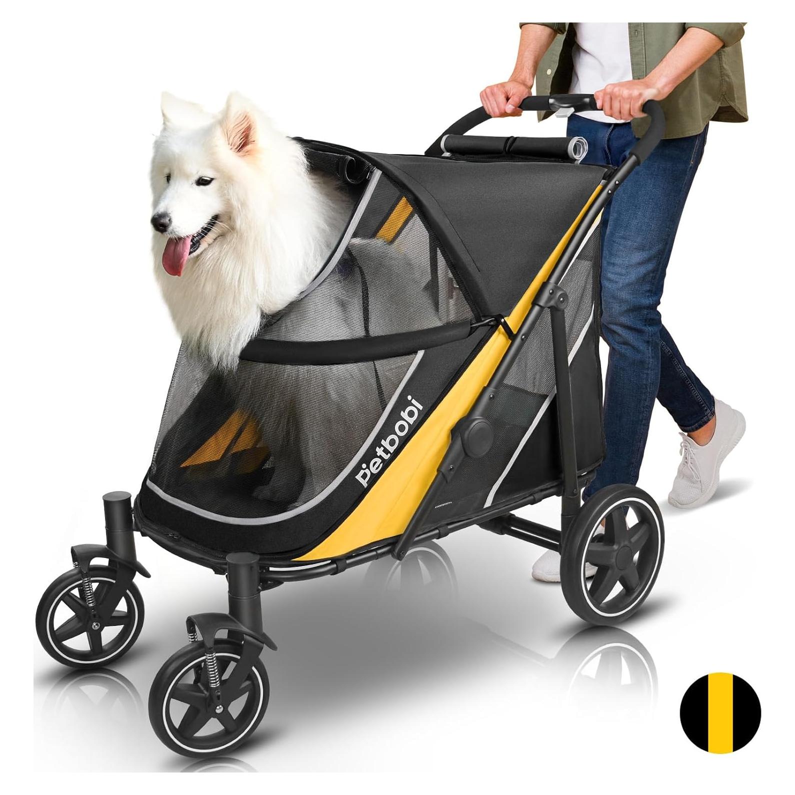 Carrito para Perros Medianos Petbobi Negro - Plegable y Todo Terreno