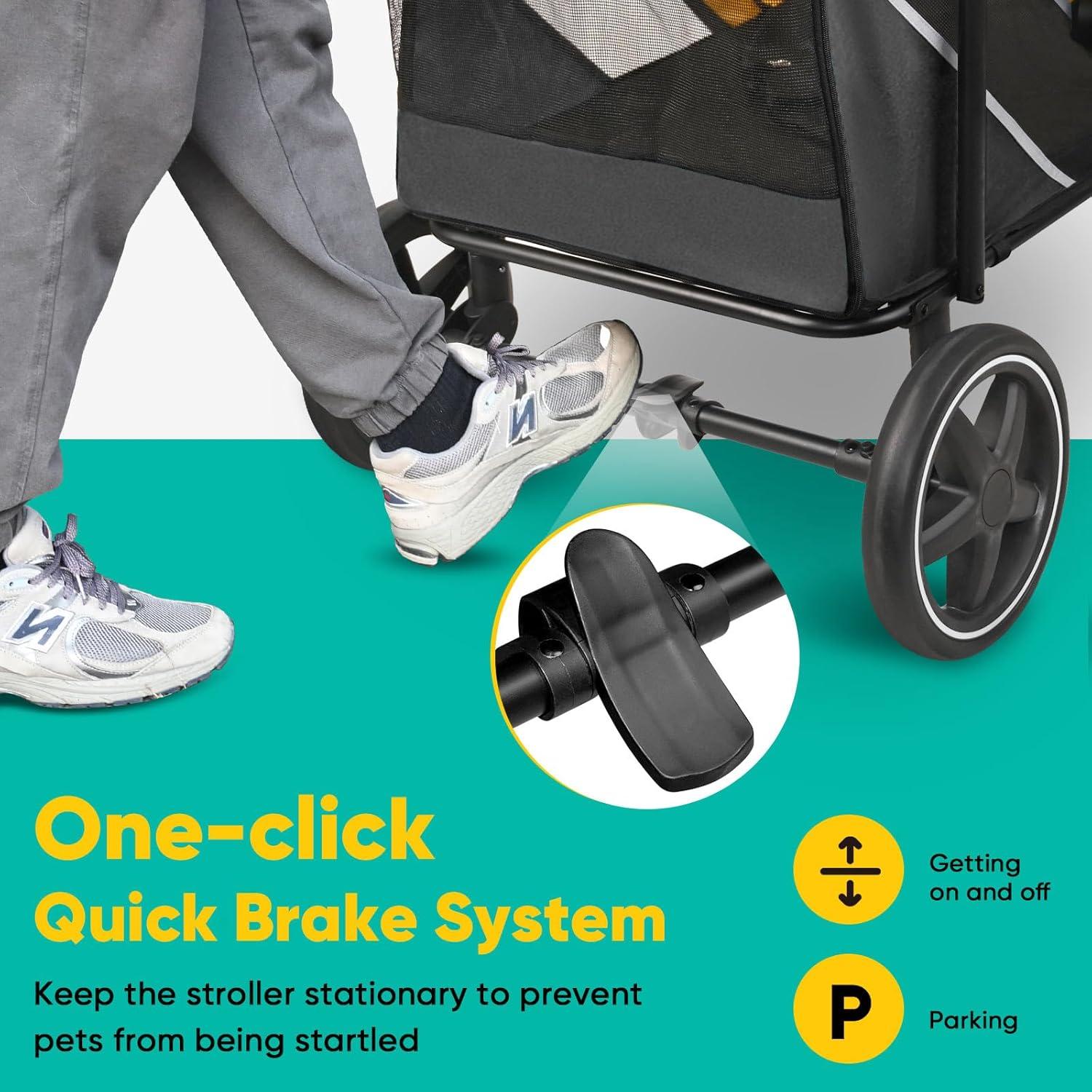 Carrito para Perros Medianos Petbobi Negro - Plegable y Todo Terreno