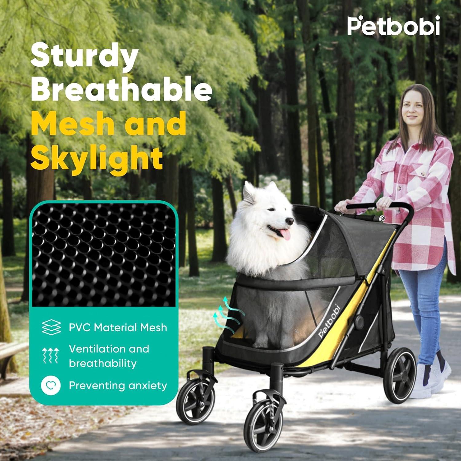 Carrito para Perros Medianos Petbobi Negro - Plegable y Todo Terreno