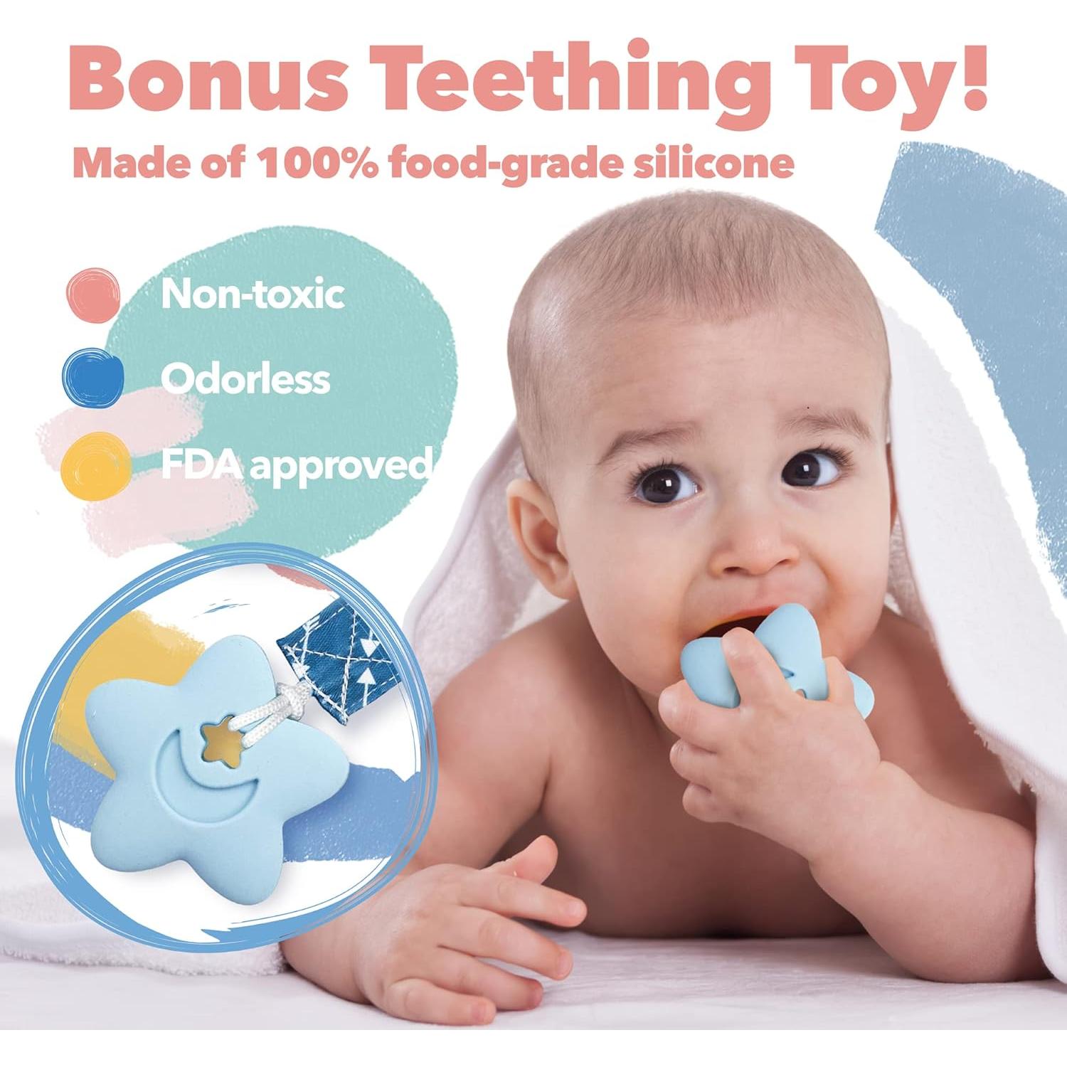 Clip de Chupete Liname Unisex con Juguete de Dentición - 4 Piezas