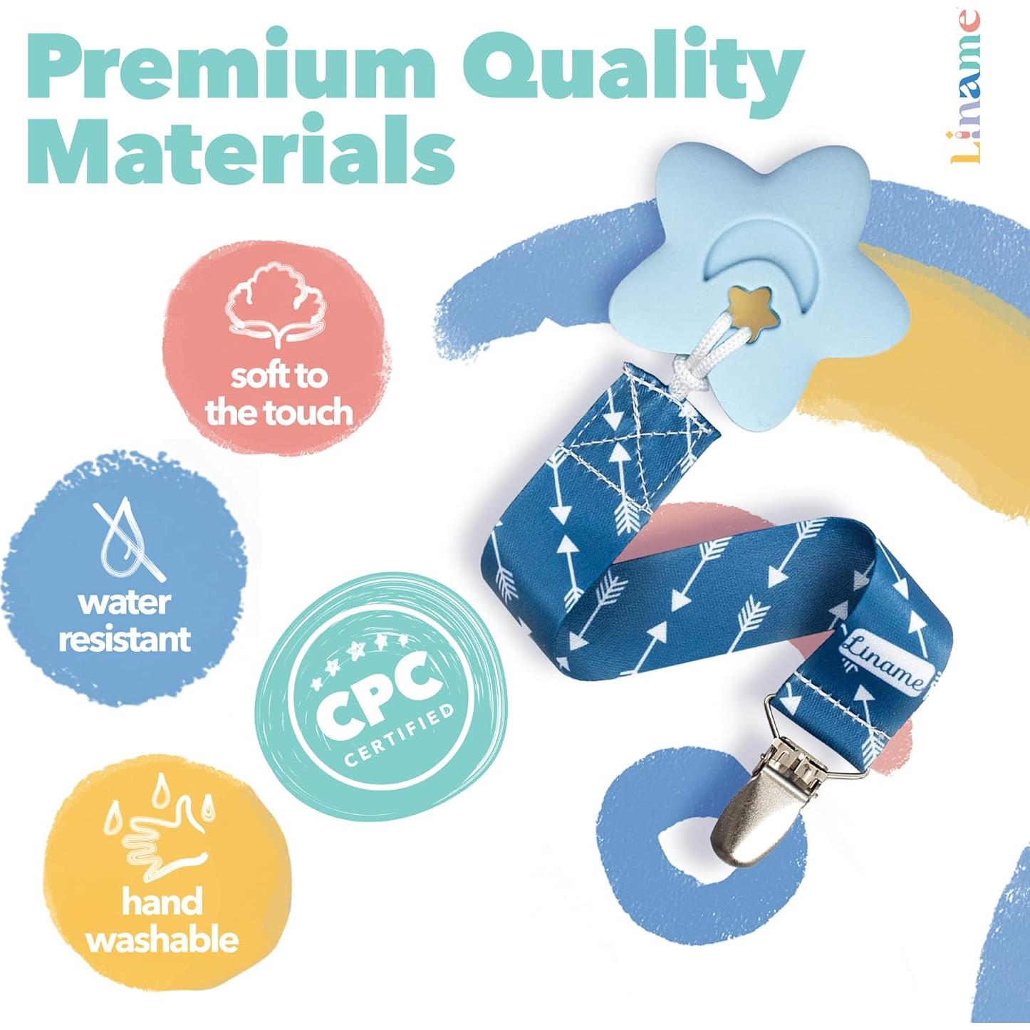 Clip de Chupete Liname Unisex con Juguete de Dentición - 4 Piezas