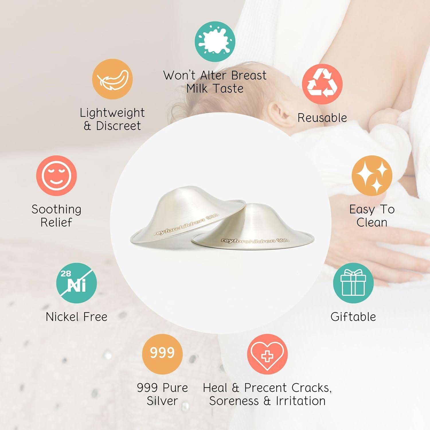 Tazas de Lactancia de Plata 999 RFC - Kit XL con Silicona