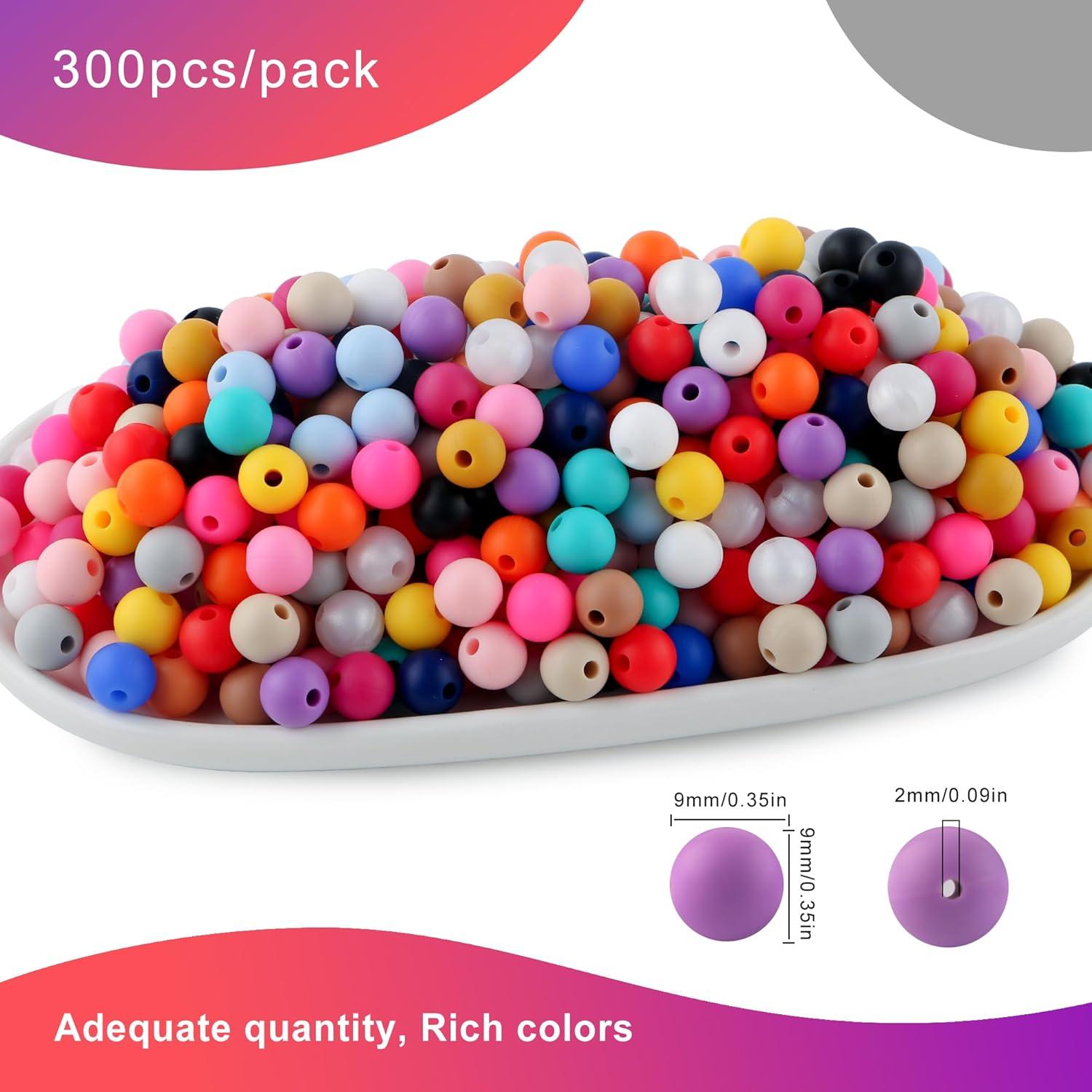 300 Perlas de Silicona Redondas 9mm HHCFAST Multicolor