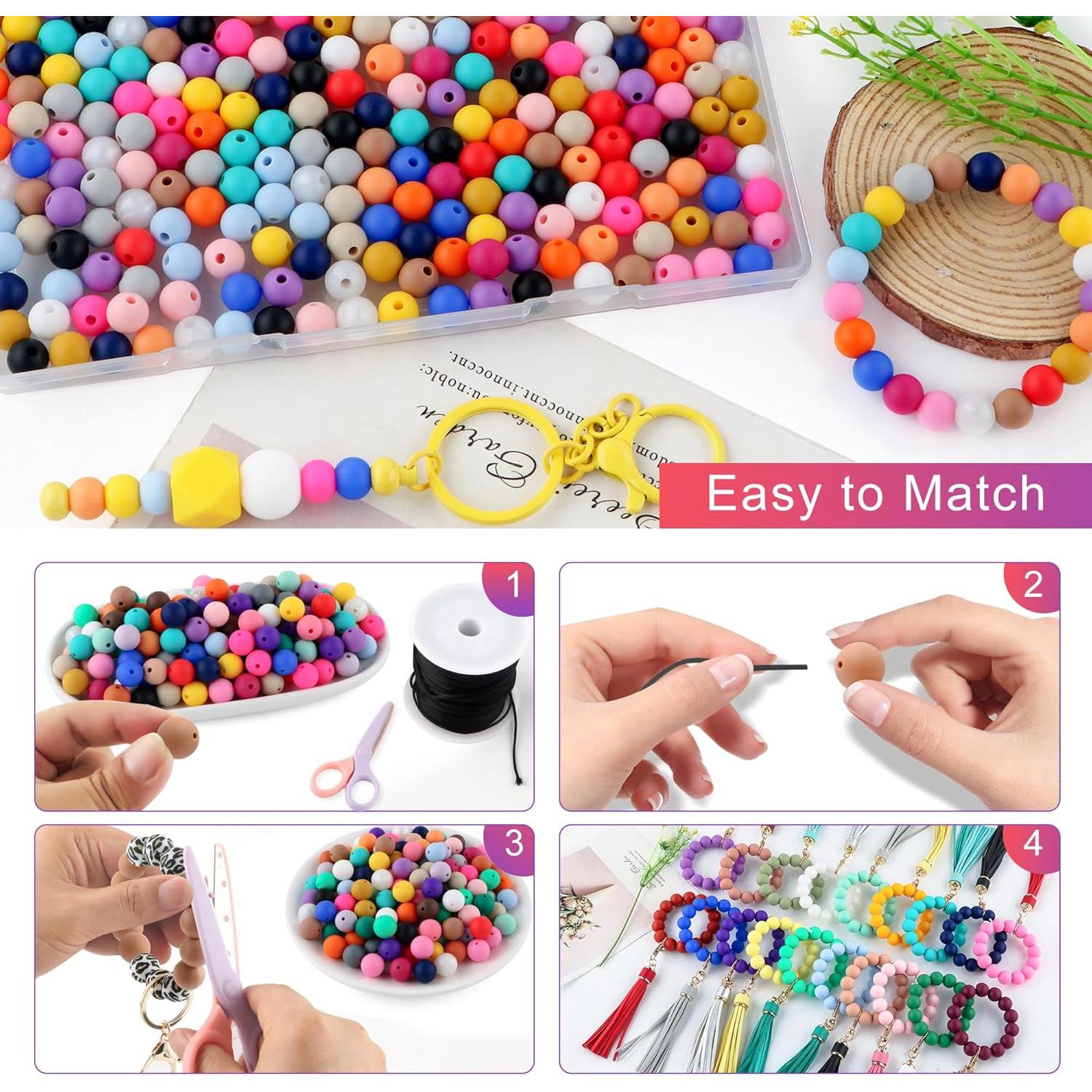 300 Perlas de Silicona Redondas 9mm HHCFAST Multicolor