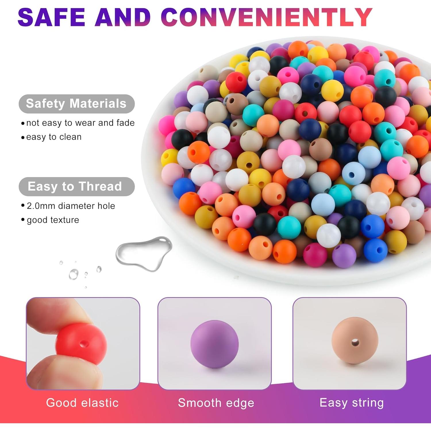 300 Perlas de Silicona Redondas 9mm HHCFAST Multicolor