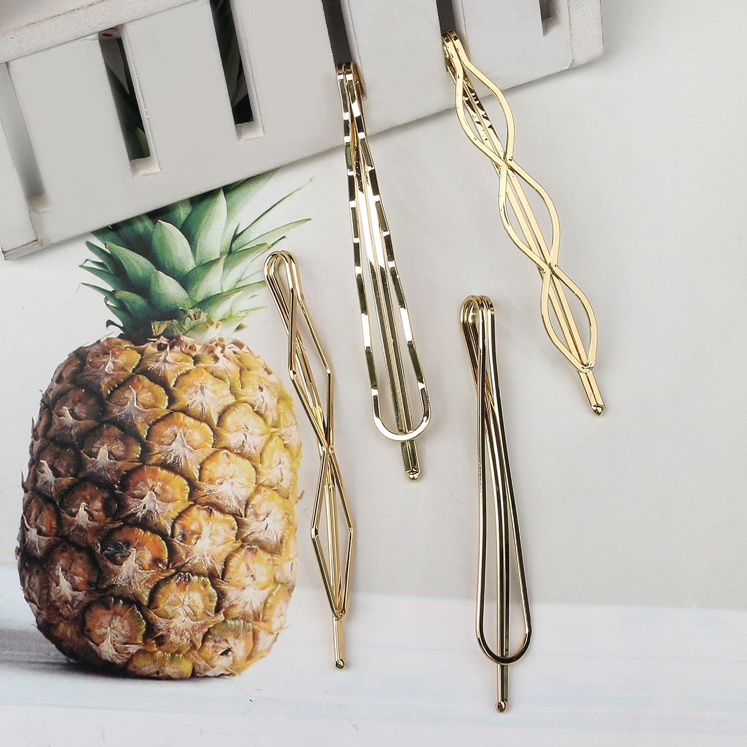 16 Pinzas de Pelo Geométricas Doradas SUMAJU - Clips Elegantes