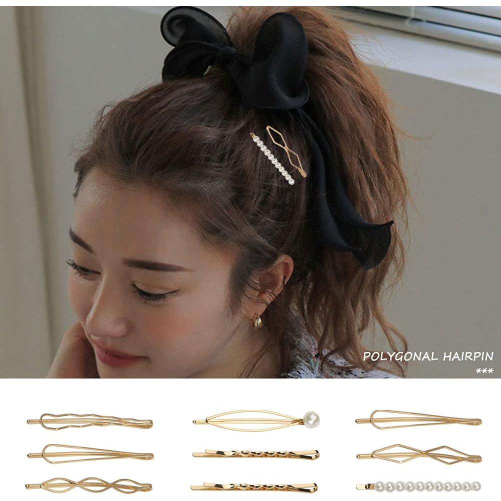 16 Pinzas de Pelo Geométricas Doradas SUMAJU - Clips Elegantes