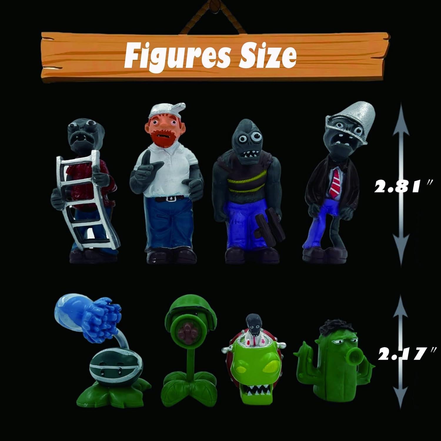 Conjunto de 8 Figuras Plantas vs Zombies PVC 4-8 cm