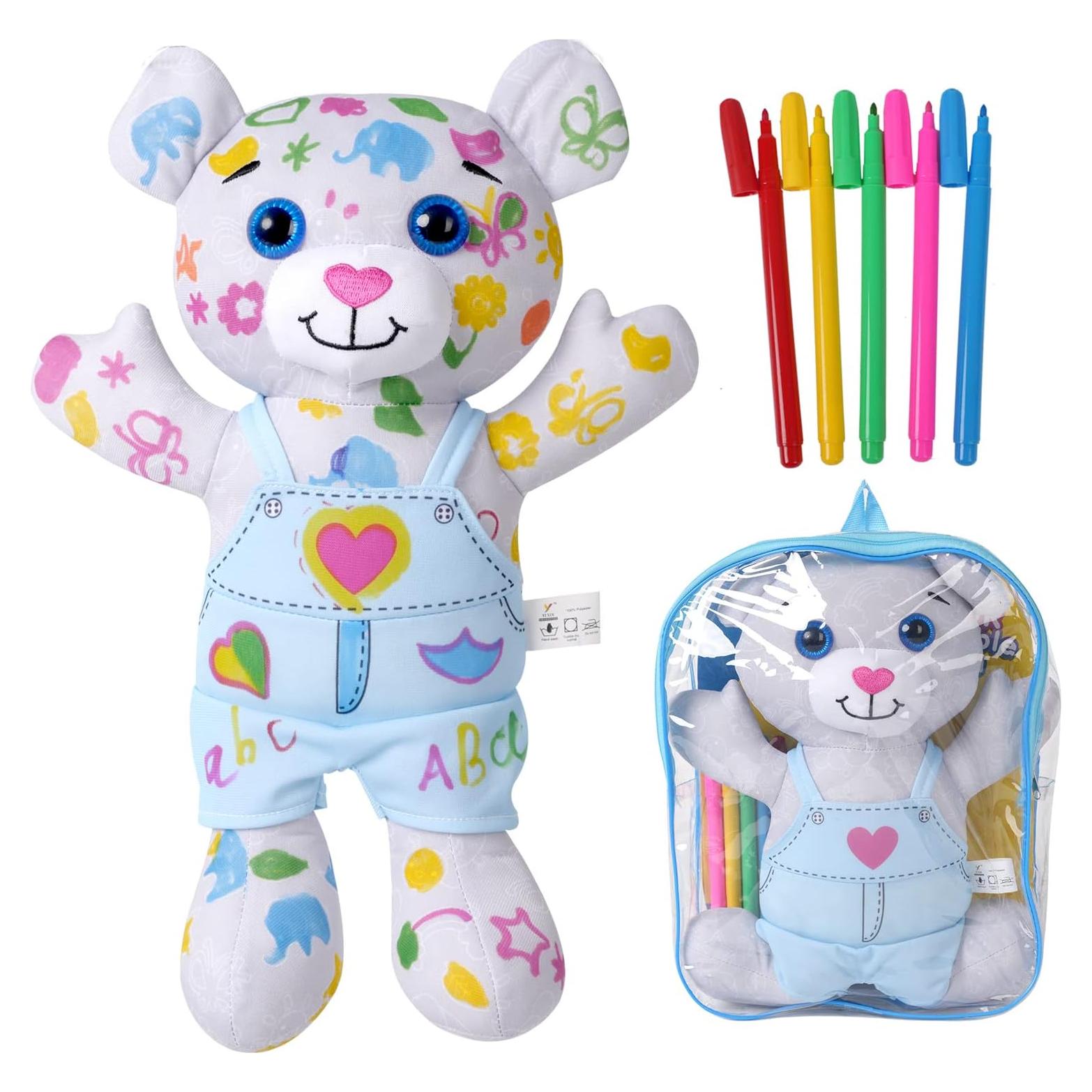 Juguete de Peluche para Colorear Oso Azul DRAWMYTOY 23.9x18cm