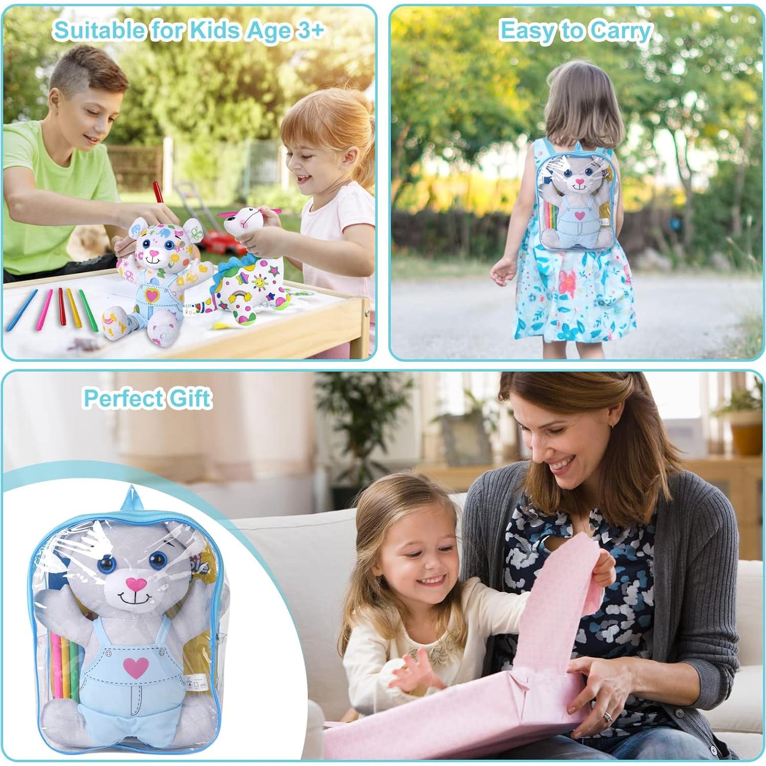 Juguete de Peluche para Colorear Oso Azul DRAWMYTOY 23.9x18cm