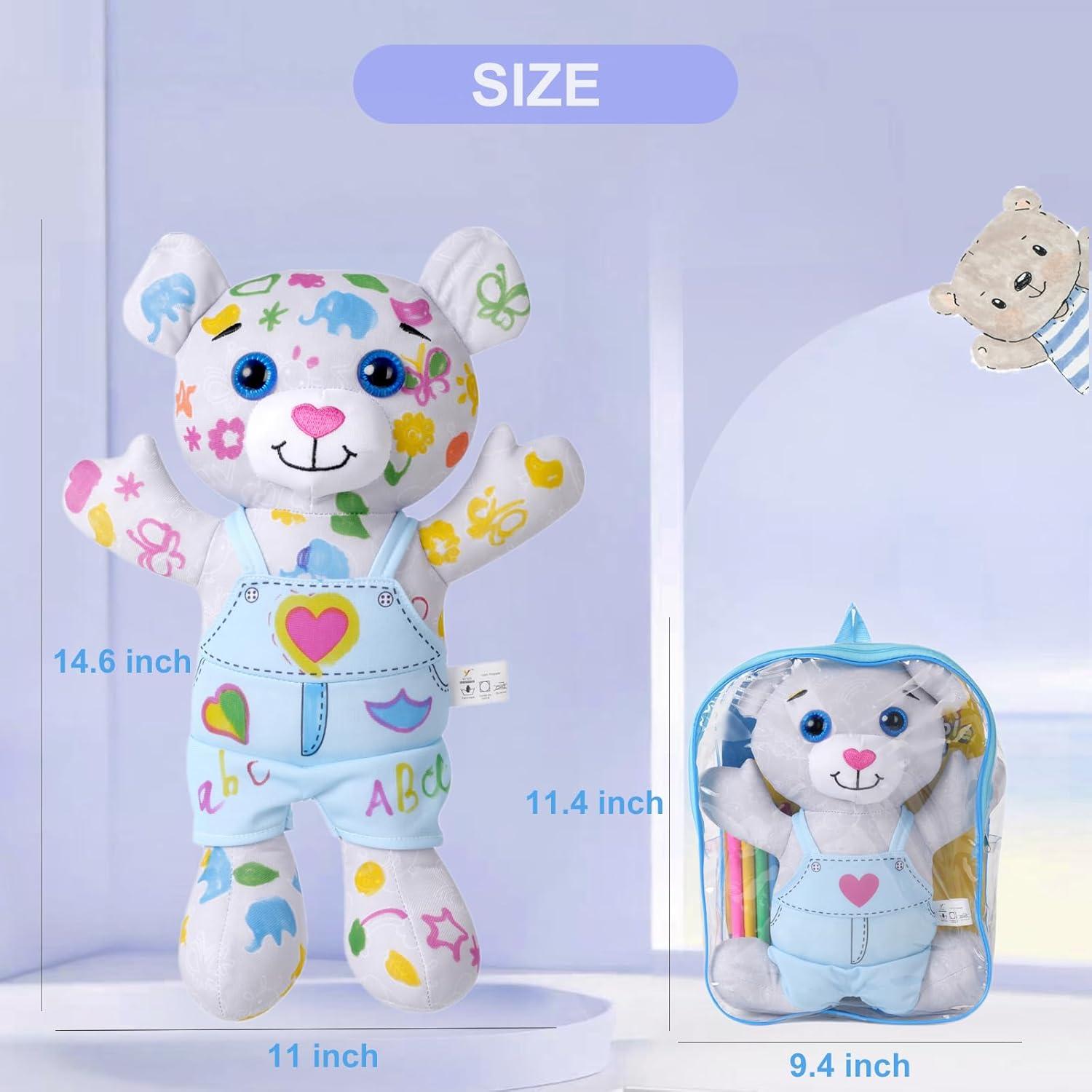 Juguete de Peluche para Colorear Oso Azul DRAWMYTOY 23.9x18cm