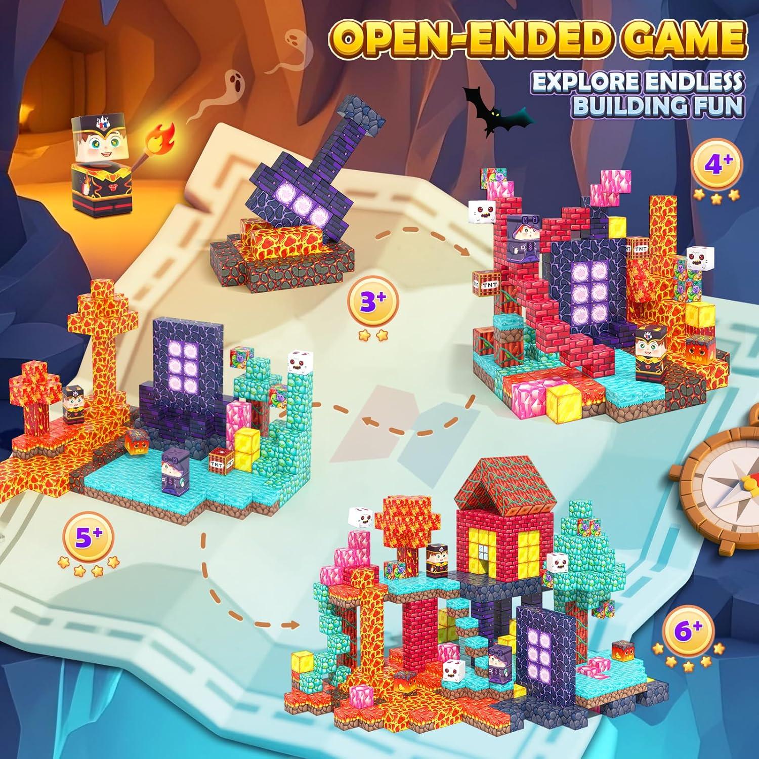 154 Piezas Bloques Magnéticos Playtigo Portal del Bosque