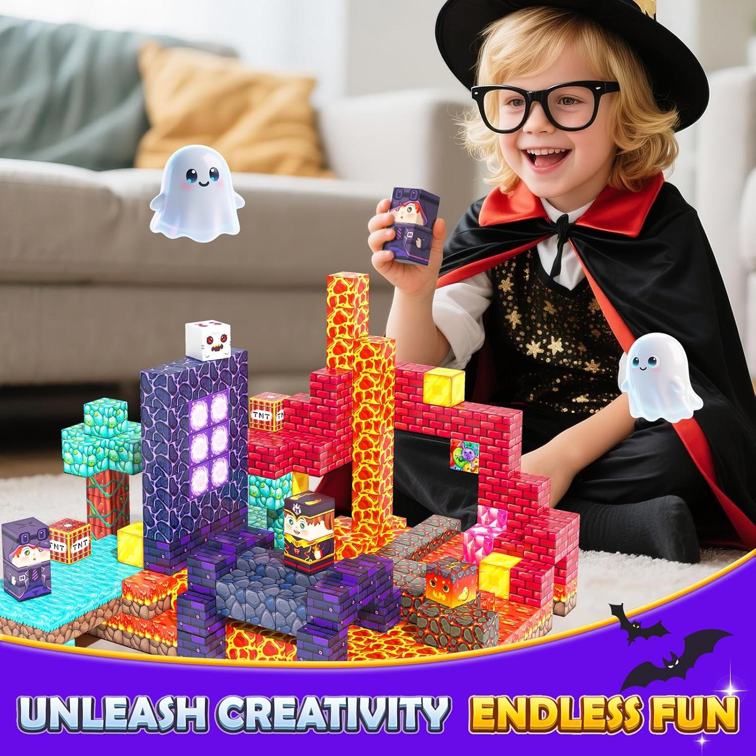 154 Piezas Bloques Magnéticos Playtigo Portal del Bosque