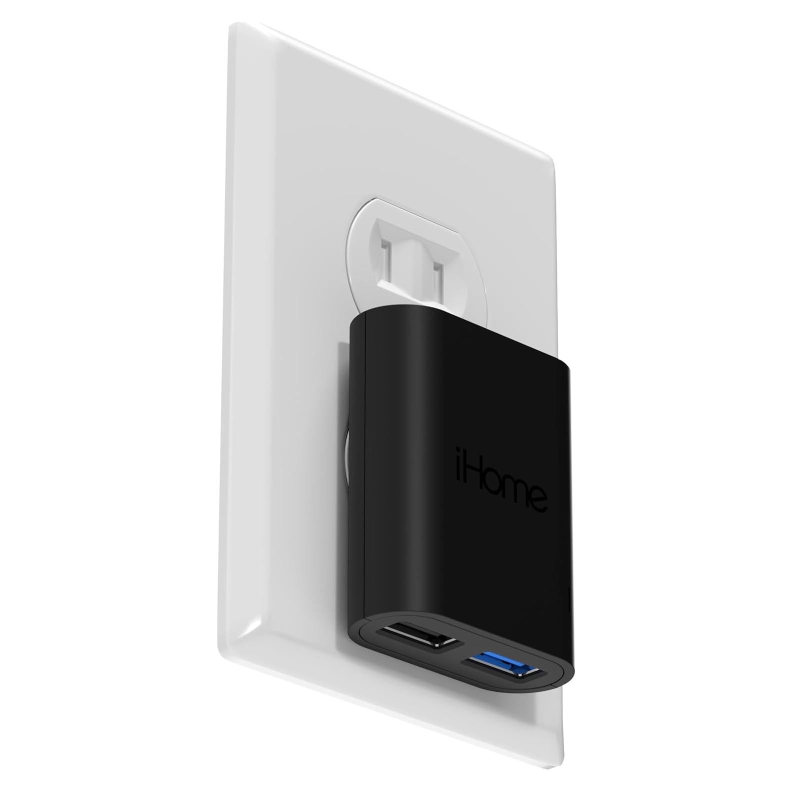 Cargador de pared USB iHome AC Pro 2 puertos 18g negro