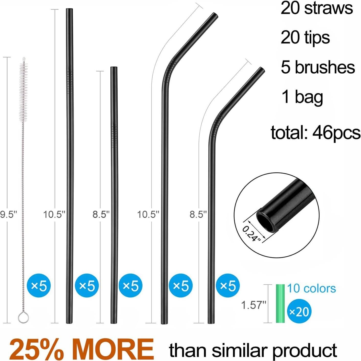 Set de 20 Pajitas Reutilizables de Acero Inoxidable MUTNITT