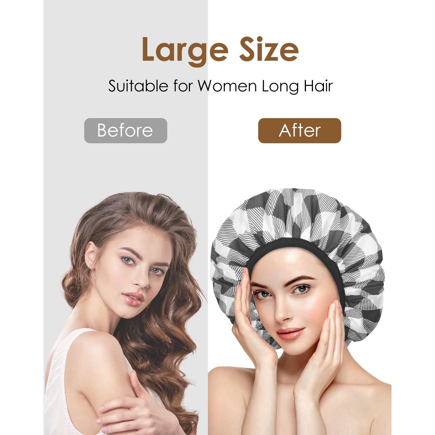 Gorro de Ducha Auban XL Impermeable Doble Capa Cuadrícula