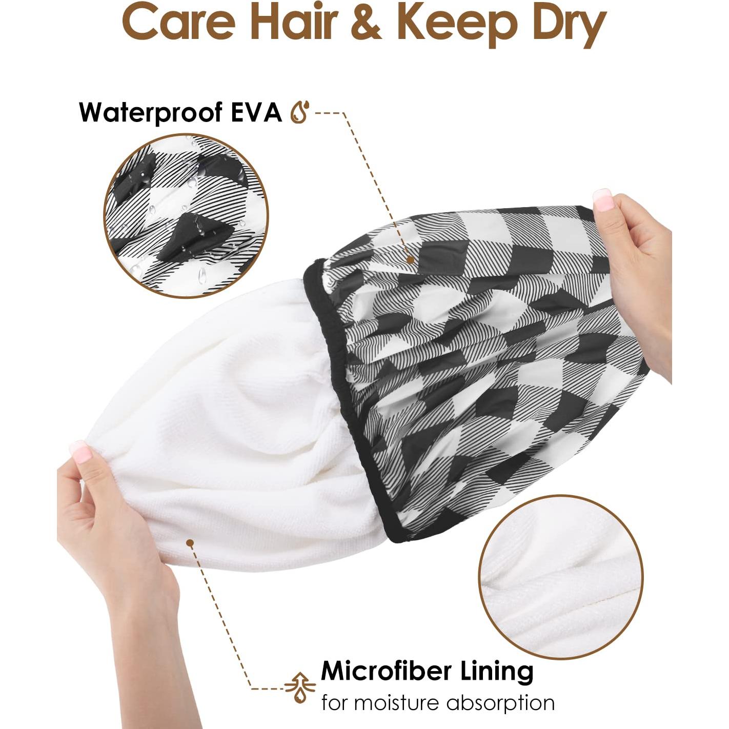 Gorro de Ducha Auban XL Impermeable Doble Capa Cuadrícula